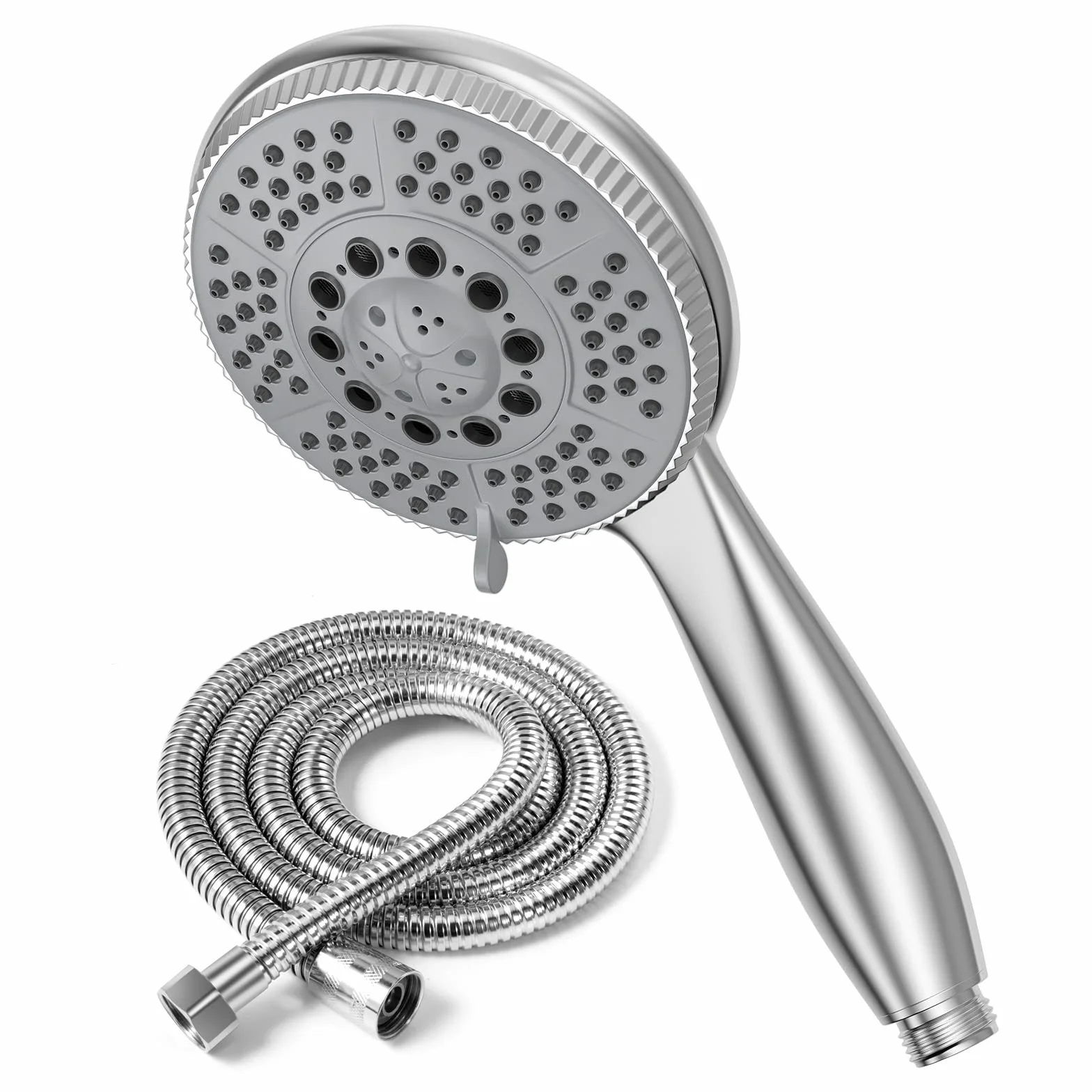 Pommeau de douche 1,5 m tuyau en acier 5 fonctions jets haute pression ABS chromé anticalcaire