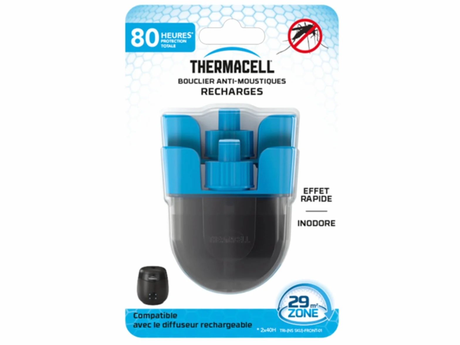 THERMACELL Recharge Liquide Anti Moustiques et Moustiques Tigres 29m² Compatible Boucliers 80h Inodore Pack 2 Unités