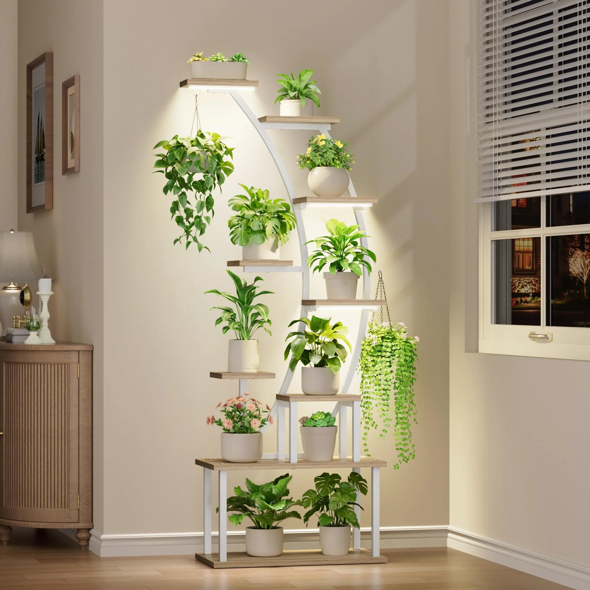 BACEKOLL Support pour plantes d'intérieur étagère métal 9 niveaux 160 cm lampe de croissance