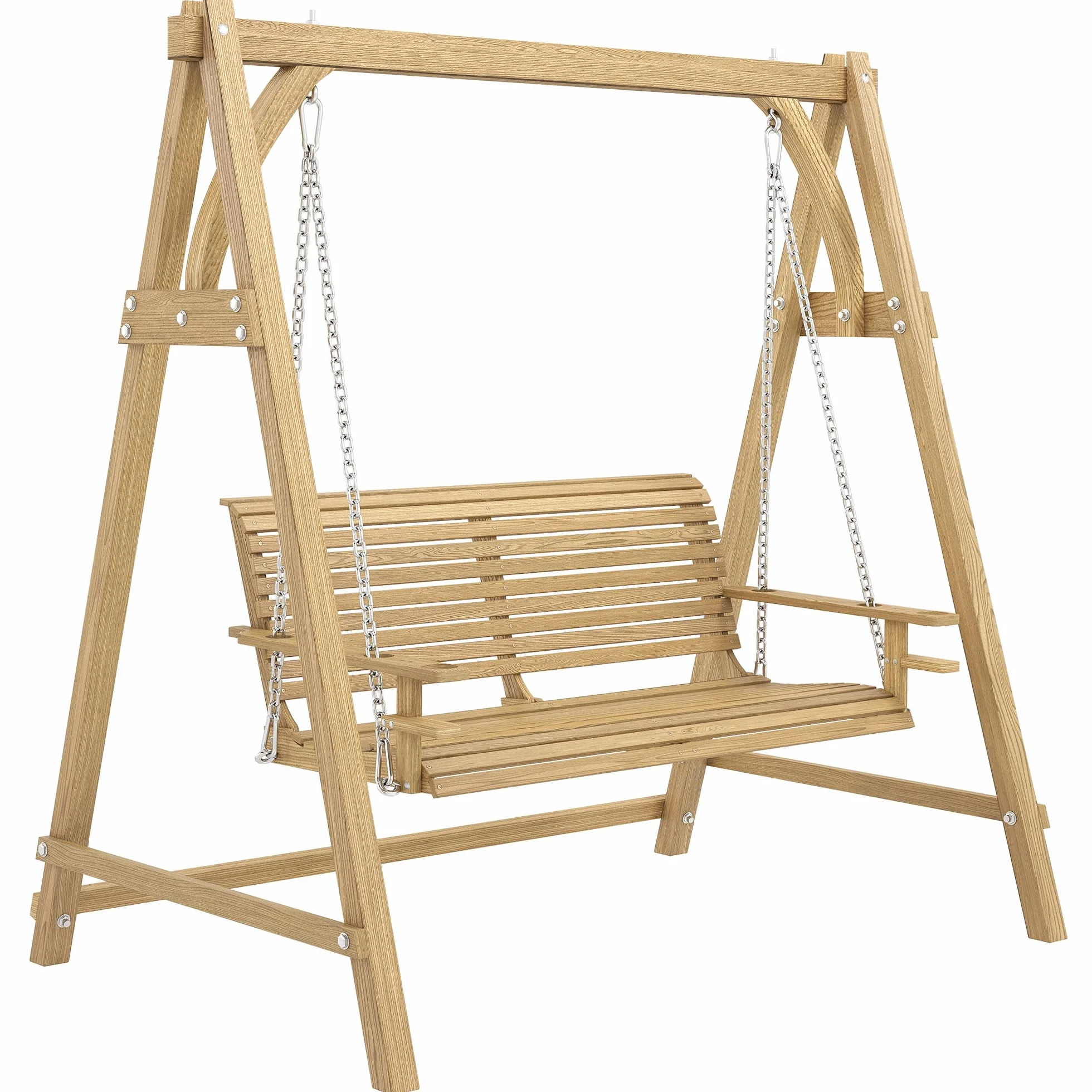 Outsunny Balancelle de Jardin 2 Places Bois de mélèze pré-huilé 1,8L x 1,2l x 1,85H m