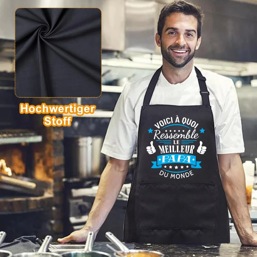 Yontree Tablier pour Fête des Pères, adapté pour la Fête des Pères, anniversaires et soirées barbecue ; tissu en coton, tablier de barbecue ou de cuisine conçu spécialement pour homme