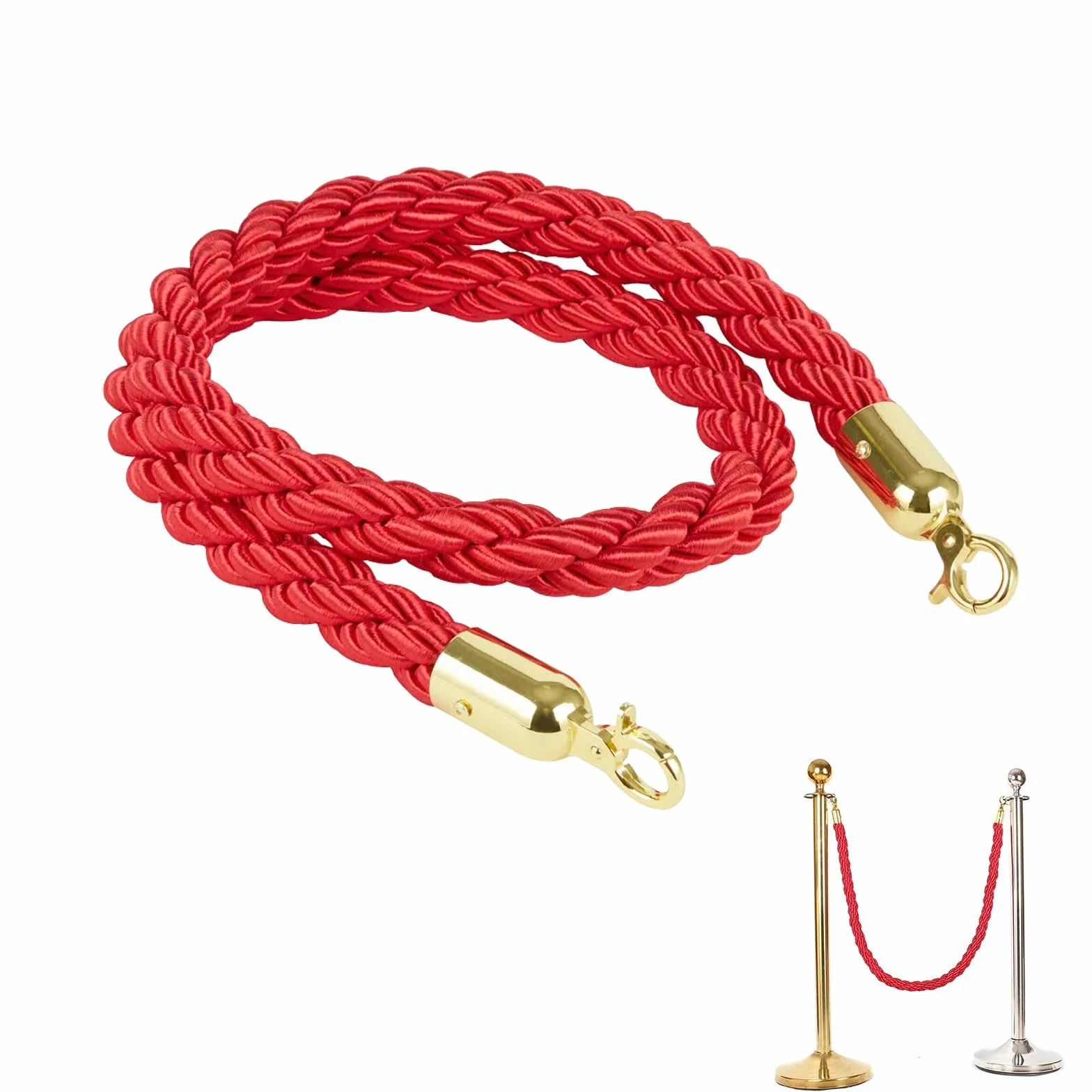 Corde de Guidage 1.5m Rouge pour Contrôle des Foules Hôtel Cinéma