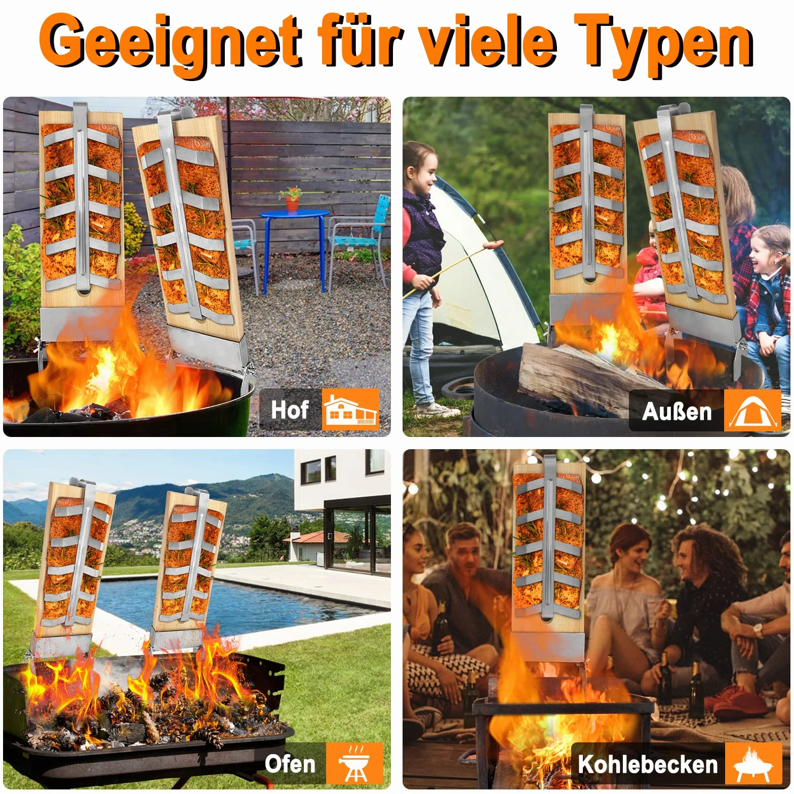 NAIZY 2X Planche à Saumon avec Support en Acier Inoxydable Angle réglable Extra Épaisse Planche cèdre Barbecue pour Les Barbecues et Les Braseros