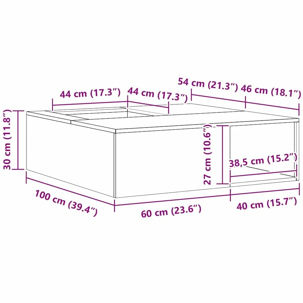 vidaXL Foyer de cheminée Marron 100 x 100 x 30 cm Acier patiné, Foyer de Jardin élégant, carré en métal Moderne, résistant à la Chaleur, Parfait pour Vos soirées Entre Amis