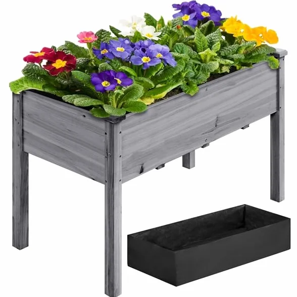 Yaheetech Carré Potager de Jardin sur Pied 120,5 x 59 x 76,5 cm Gris