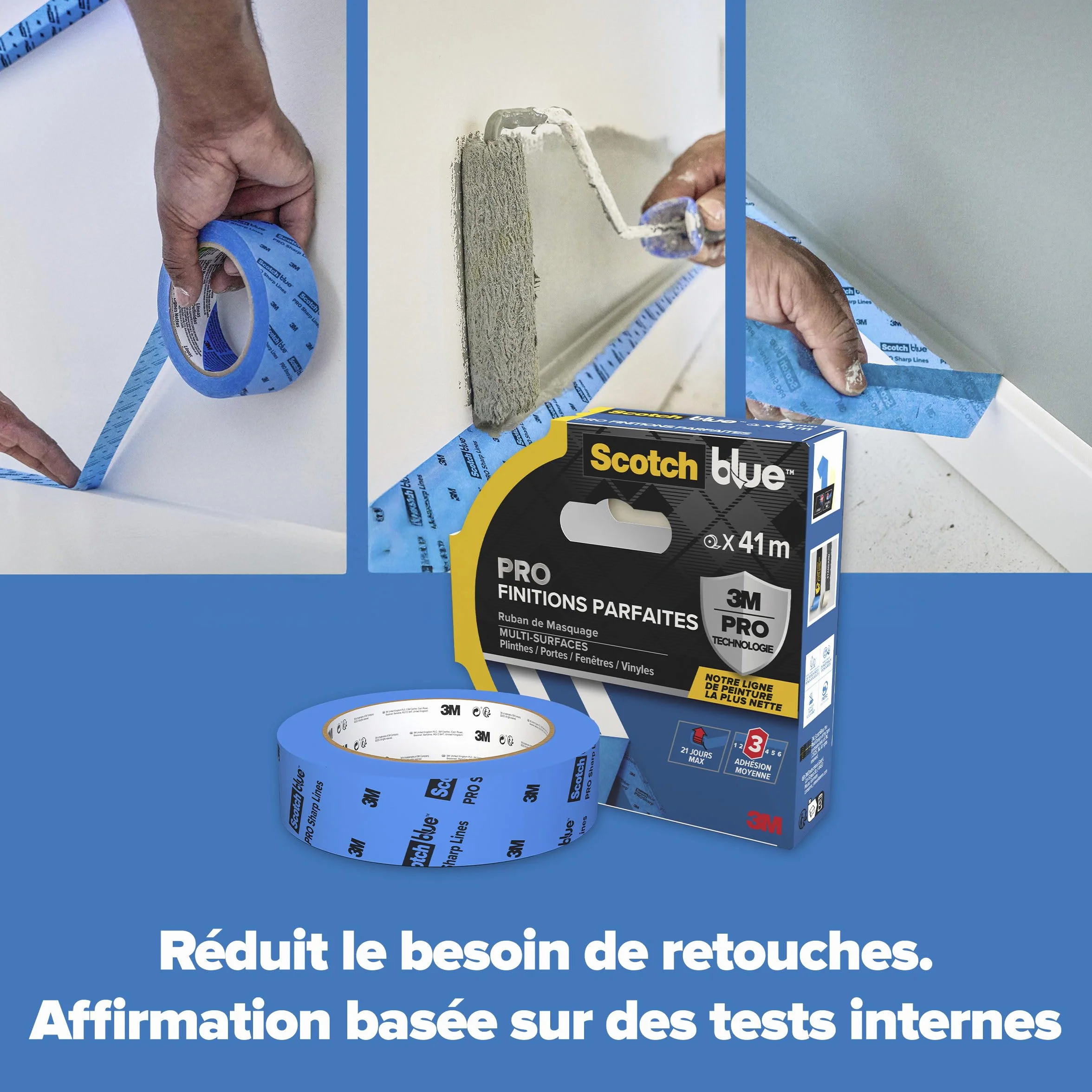 ScotchBlue Ruban de Masquage 36 mm x 41 m Bords Nets Intérieur Extérieur