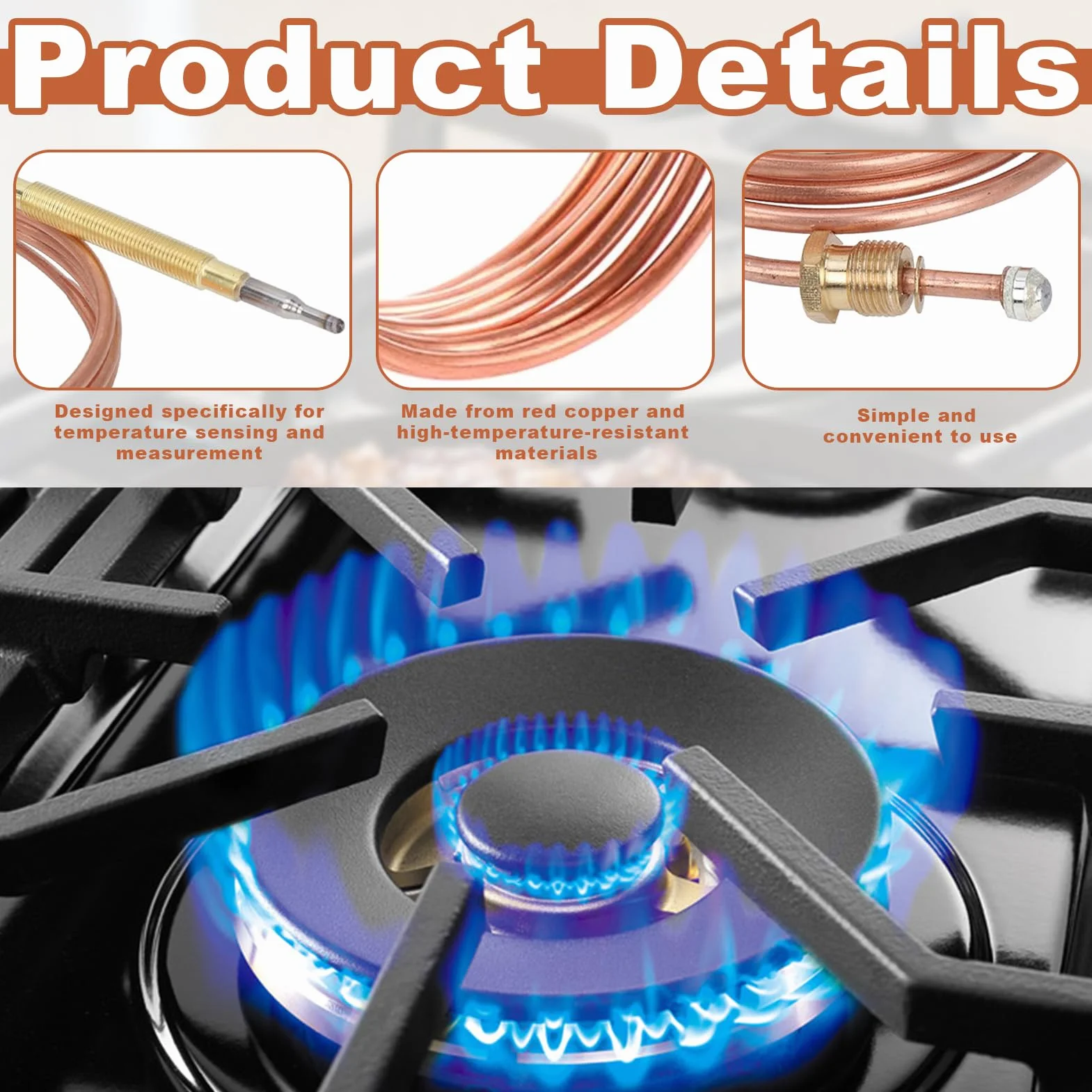 Thermocouple Universel Gaz, Thermocouple, Thermocouple Egt, Dispositif de Sécurité pour Chauffage Gazinière Brasero Four Chauffe-Eau