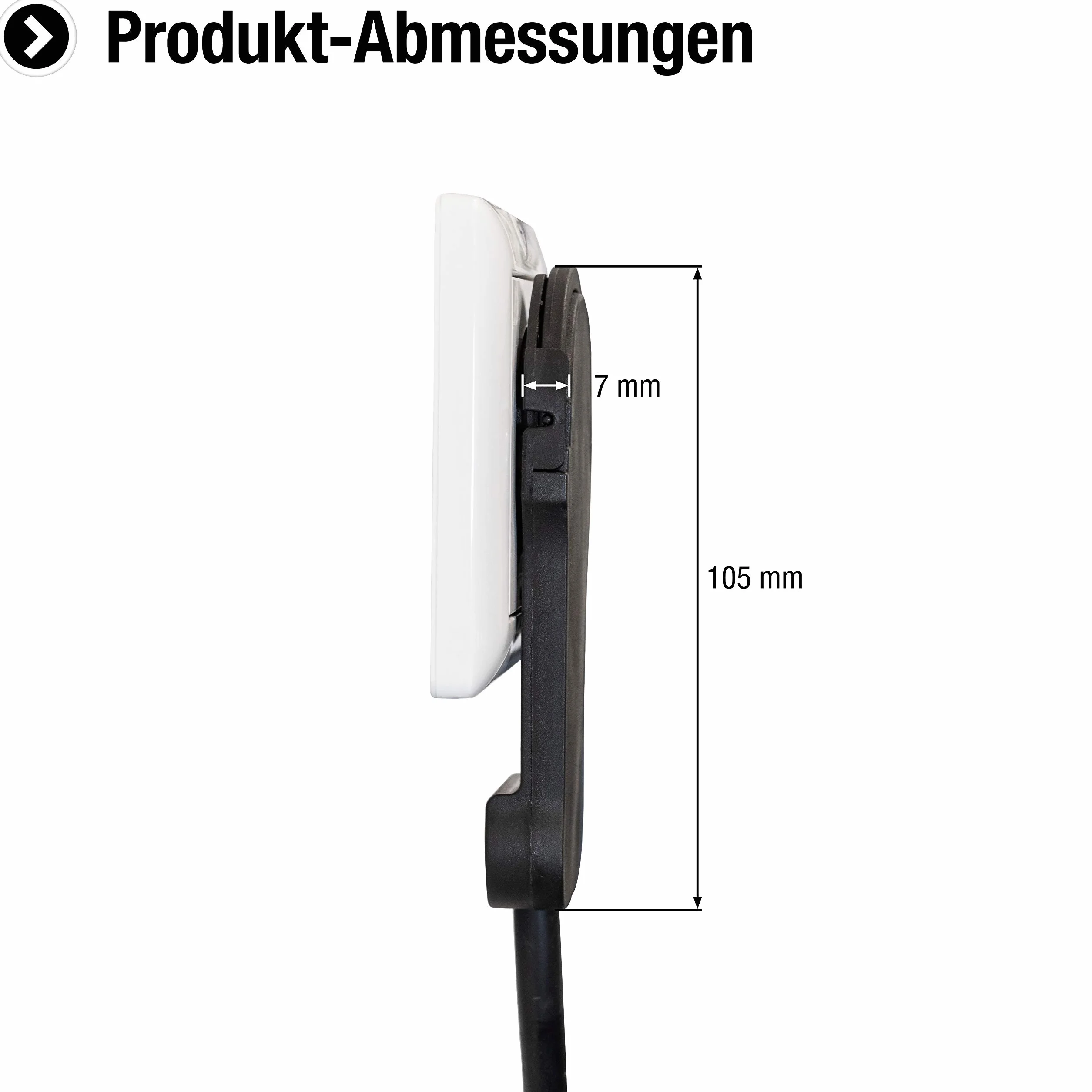 Meister Fiche Plate Noire avec Arceau Rabattable 1,5 mm² IP20 Fiche Coudée Extra Plate Schuko