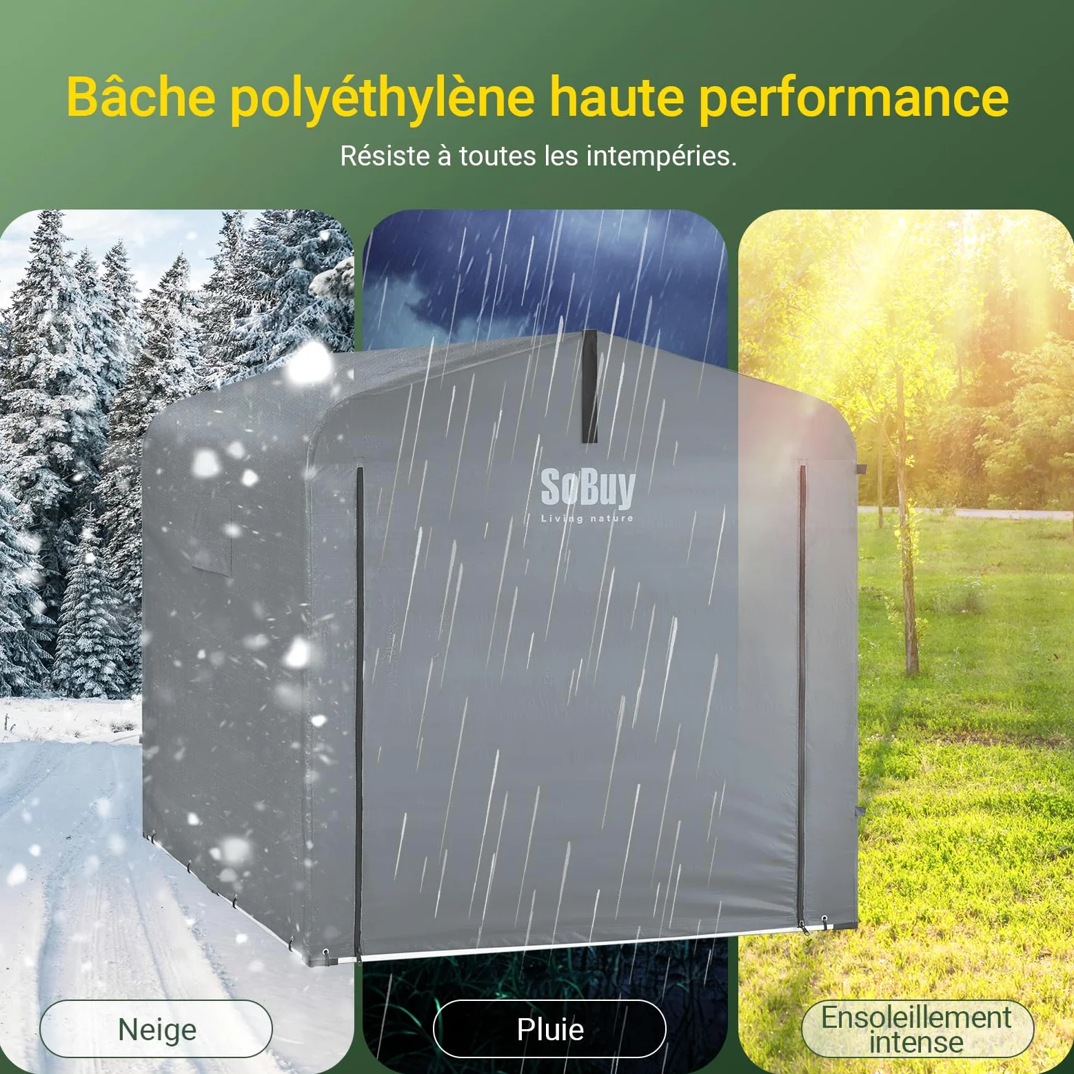 SoBuy Abri de Jardin, Cabane de Jardin Exterieur Imperméable, abri Moto avec des Crochets, Garage pour Vélo et Outils, Abri Vélo, Rangement et Stockage, Gris, 159x219x165 cm, KLS11-L-DG