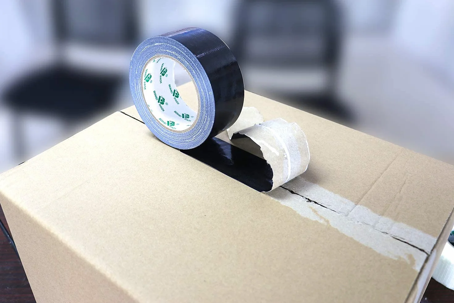 BOMEI PACK Ruban Adhésif Toilé Noir, Heavy Duty Duct Tape 3 Rouleaux 50 mm x 50 m
