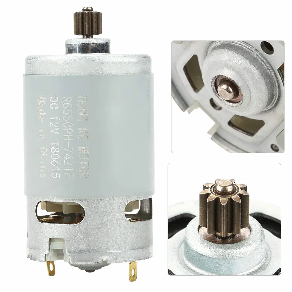 Moteur DC 12V 9 Dents pour Perceuse Électrique Bricolage