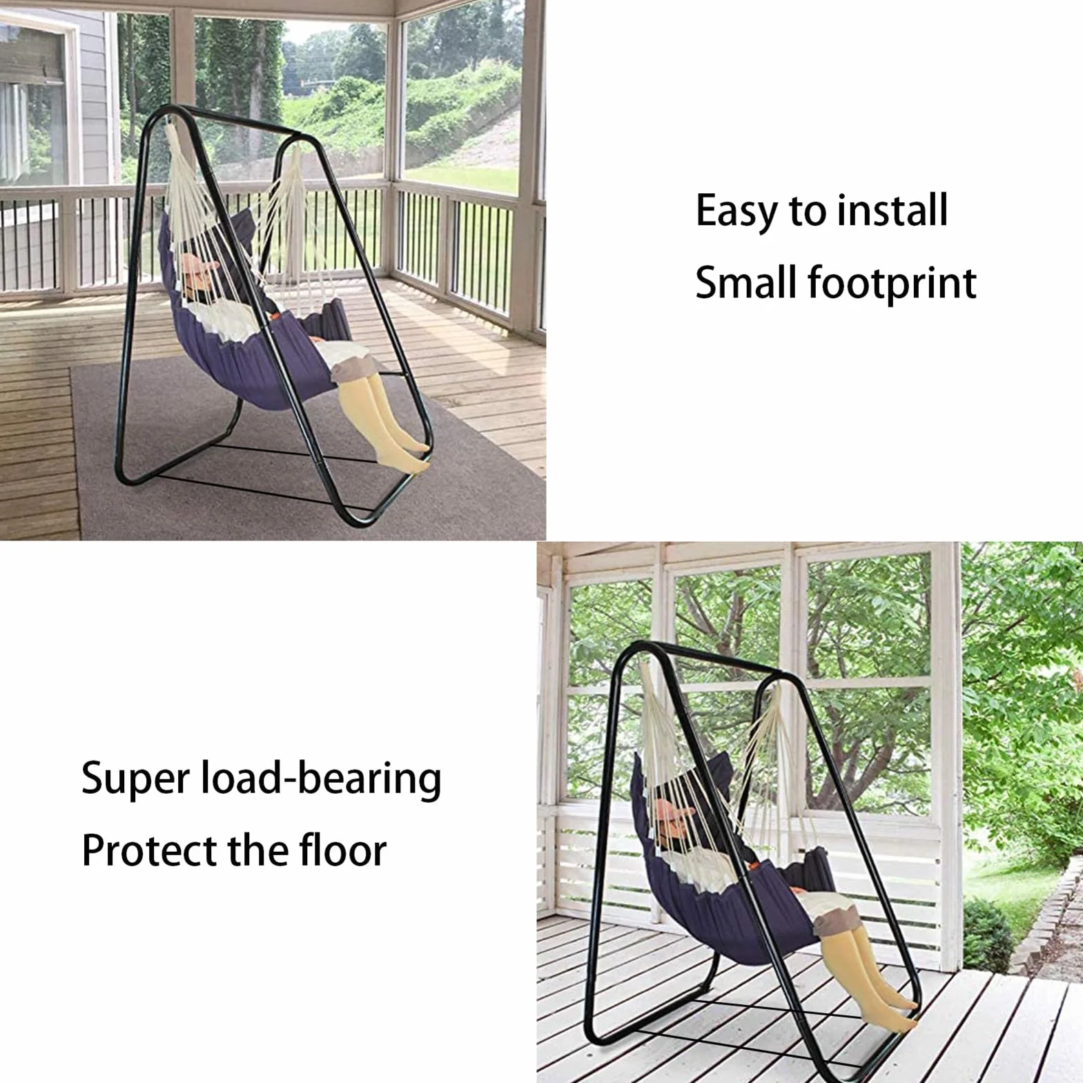 Support de chaise hamac, cadre de balançoire en forme de A, cadre de hamac pliable robuste, support de balançoire en métal pour intérieur ou extérieur, capacité de 99,8 kg, balancelle non
