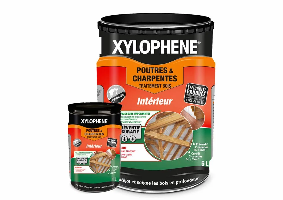 XYLOPHÈNE - Traitement Poutres & Charpentes - Anti Insectes - Traite les Bois de Charpente - Incolore - 5 l
