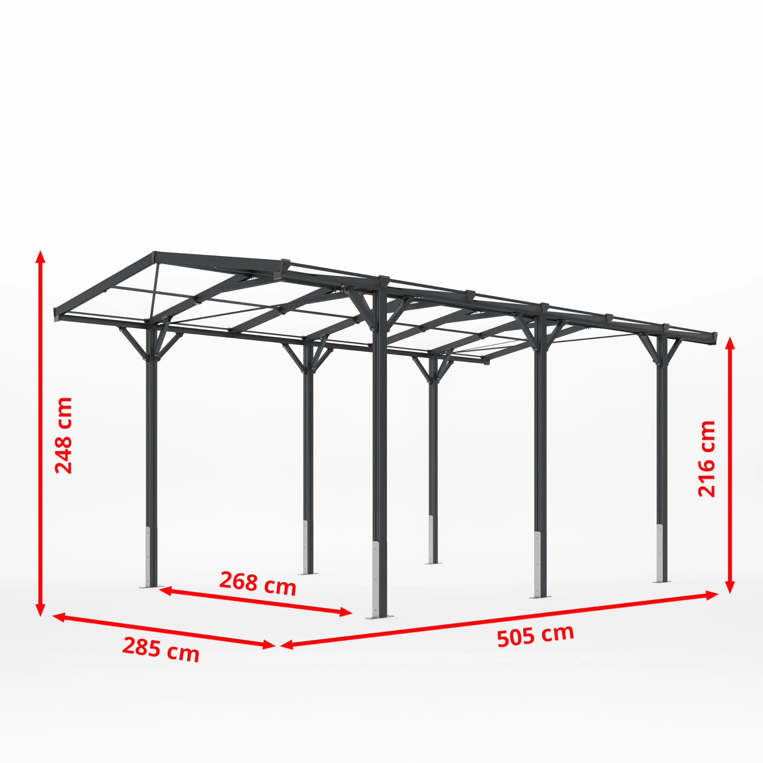 GFP Carport 2,85x5,05m Abri Voiture en Aluminium Anthracite Abri Individuel Voiture