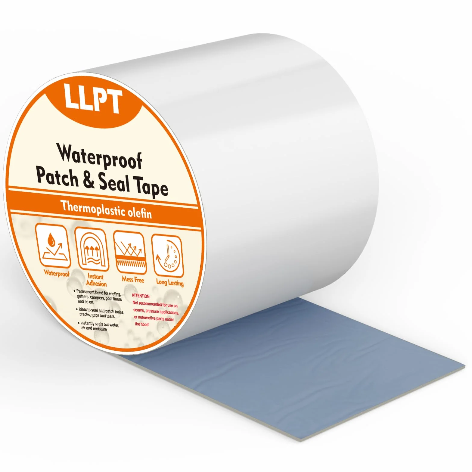Ruban Étanche LLPT 101 mm x 4 m Blanc Ruban de Réparation Bande D'étanchéité Waterproof