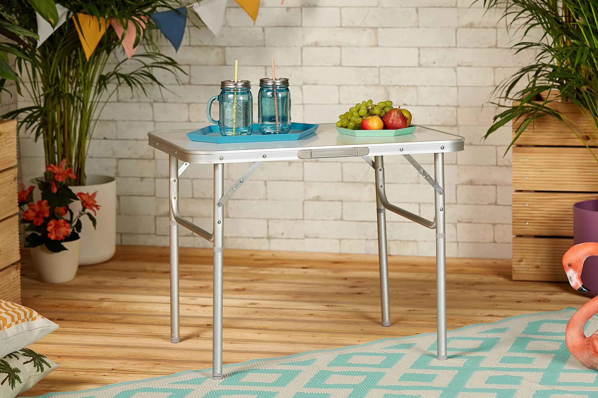 Camp Active Table de Camping Pliante Aluminium 75 x 55 cm Pliable réglable Hauteur
