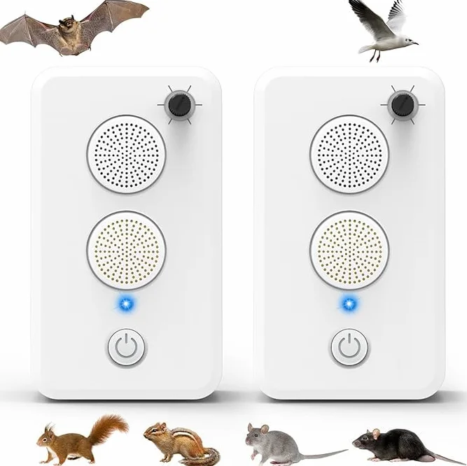 Dispositifs répulsifs de chauves-souris à ultrasons mis à jour 2025 pour véranda grenier, système de dissuasion de chauves-souris réglable, dispositif d'exclusion de chauves-souris rechargeable pour