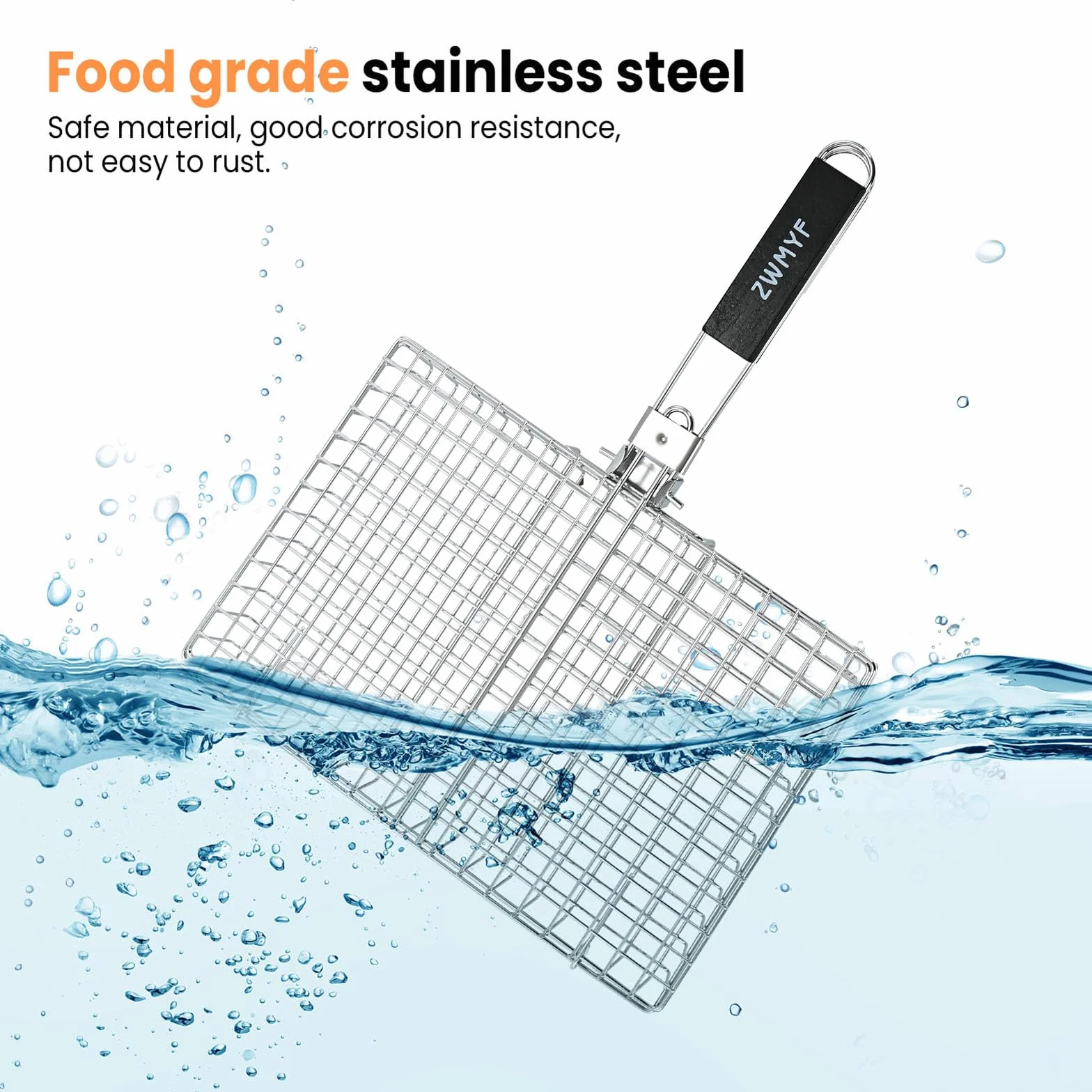 Panier de barbecue en acier inoxydable pliable et portable avec poignée amovible - Grille de cuisson anti-adhésif pour camping