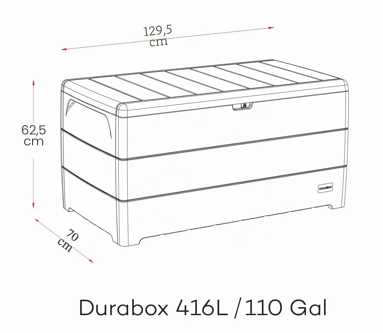 Duramax Durabox 416 Litre Plastic Storage Box Outdoor Deck Box Garden Cushion Box Woodgrain Texture Warm Taupe