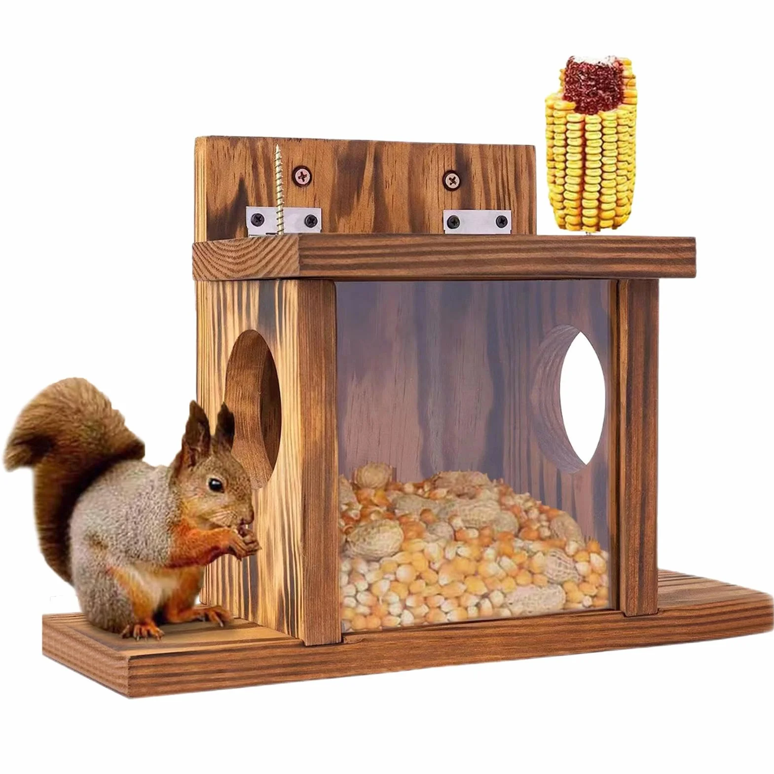 Mangeoires à écureuils pour l'extérieur, boîte de Maison pour Tamias, mangeoire à écureuils en Bois, Maison d'alimentation pour Tamias, décoration de Jardin pour l'extérieur et la Cour