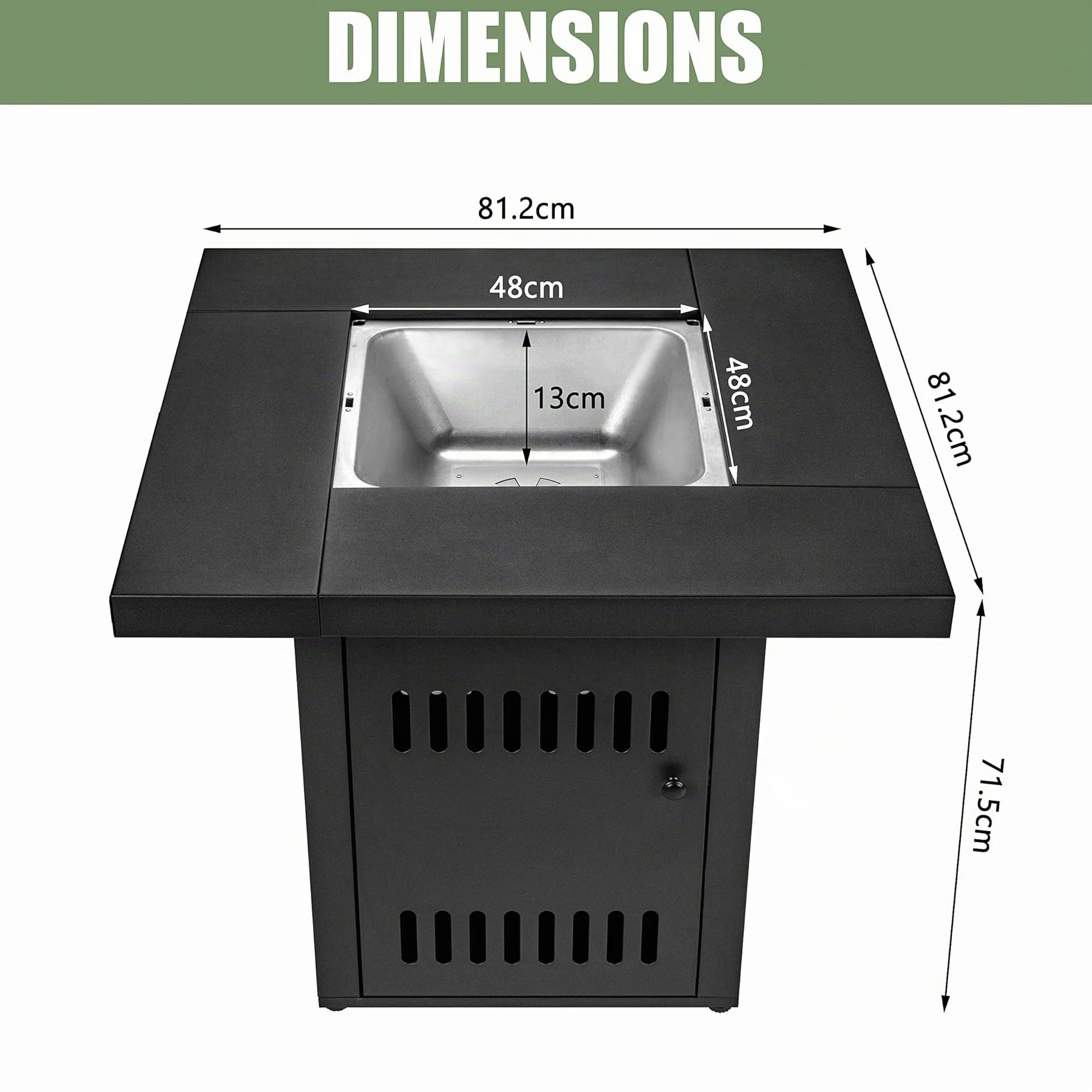 Ambiente Cube Kohle Table à feu Charbon de Bois Briquettes Grille Barbecue Transformable Table Jardin Plateau Complet