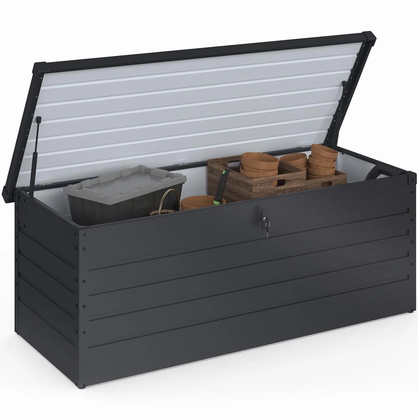 Coffre de Rangement Métal Verrouillable 600L 165x70x63 cm Gris Anthracite