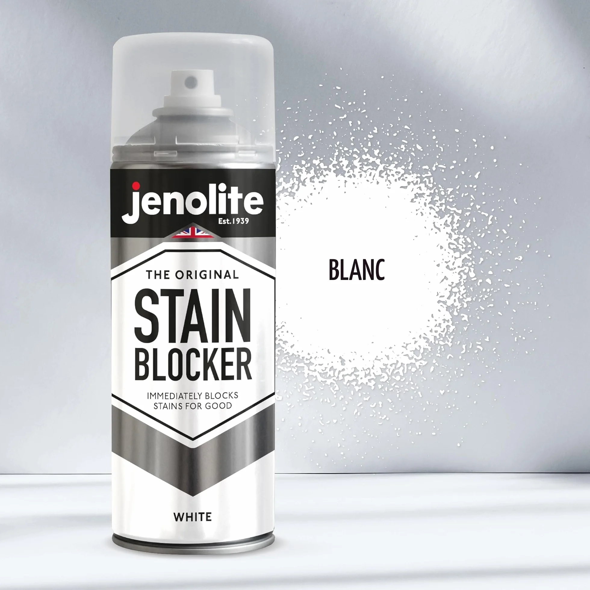 JENOLITE Apprêt Anti-Taches en Spray Blanc 400ml Bloque les taches Sous-couche peinture murs plafonds