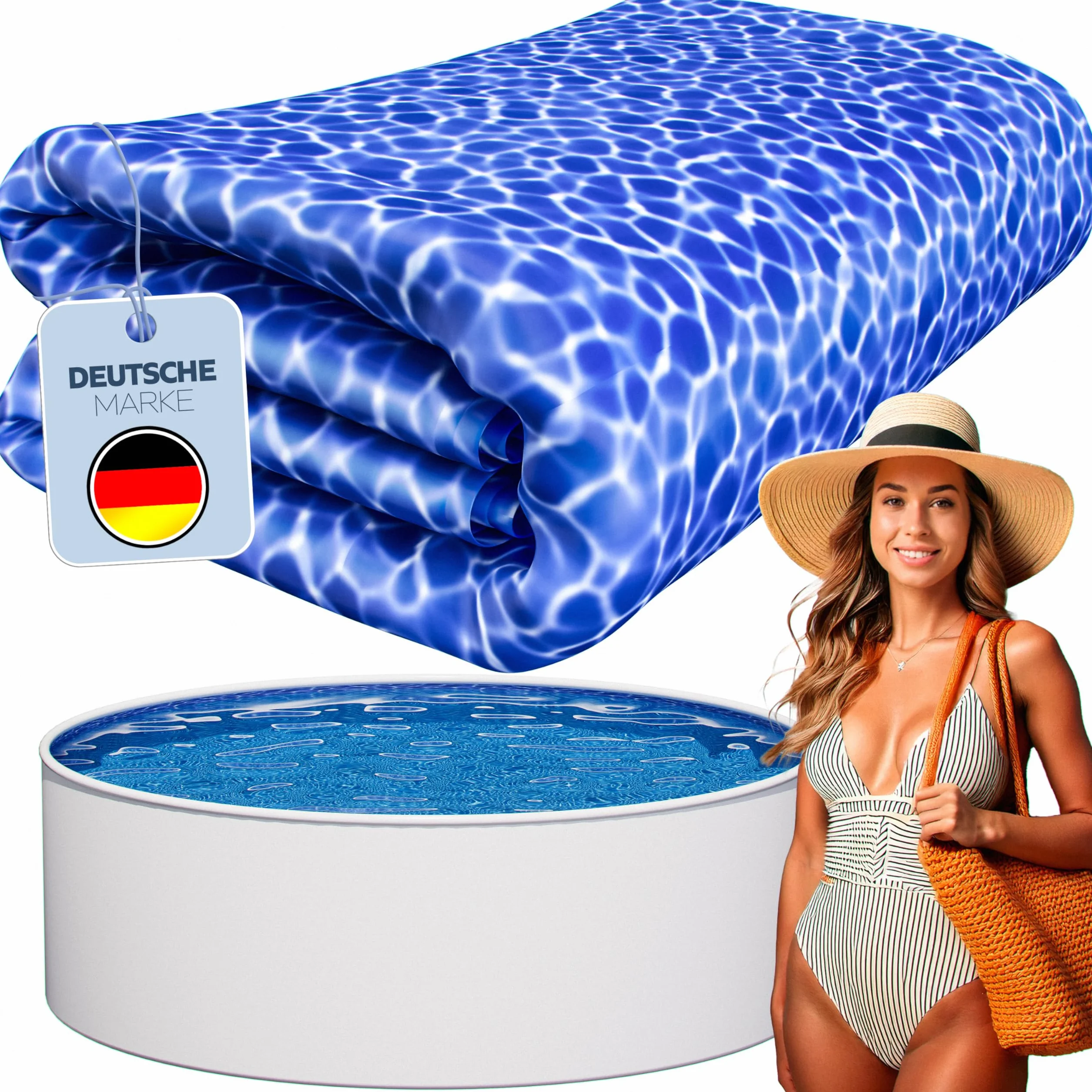 Poolomio Film intérieur de Piscine marbré Bleu 460 x 120 cm 0,35 mm PVC Housse de Rechange