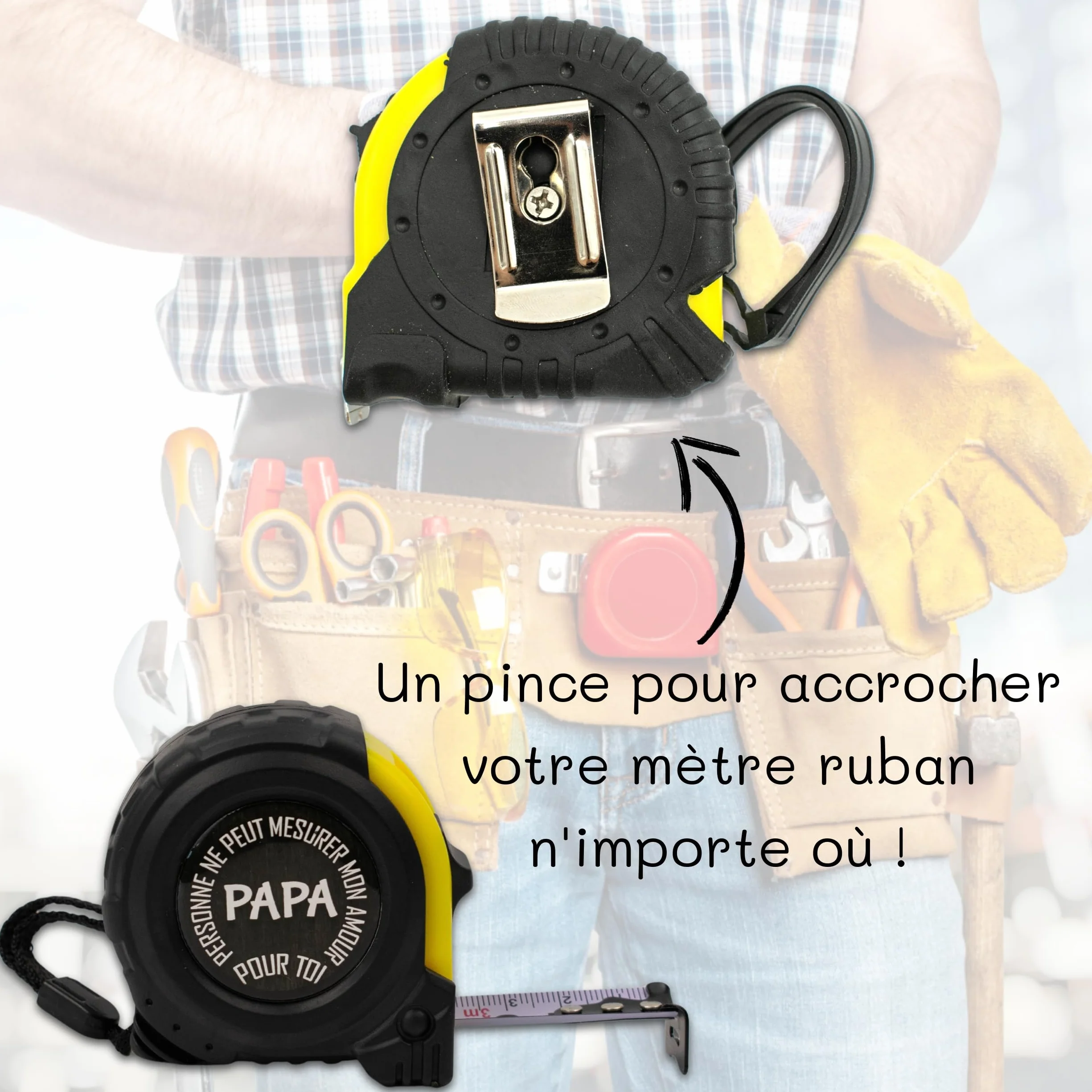 Mètre ruban personnalisable je t'aime papa cadeau fête des pères