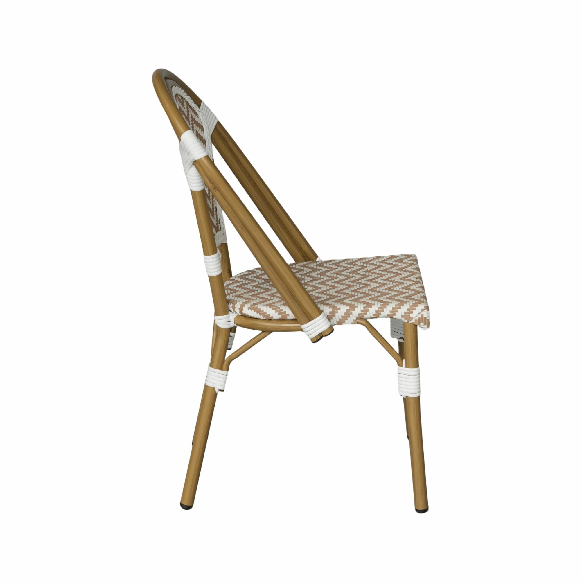 Rebecca Mobili Lot de 2 Chaises de Jardin en Aluminium, Chaises de Repas Extérieur Empilables, Marron et Blanc, Design Classique – Dimensions HxLxP : 85 x 46 x 57 cm – Art. RE7265