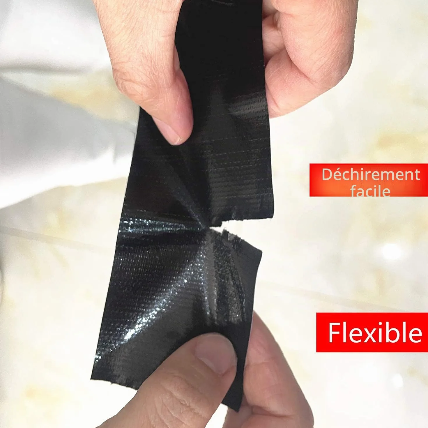 Lot de 5 rubans adhésifs en toile résistant noir 210 mic x 50 mm x 27,4 m, ruban adhésif américain de réparation d'étanchéité, heavy duty duct tape black