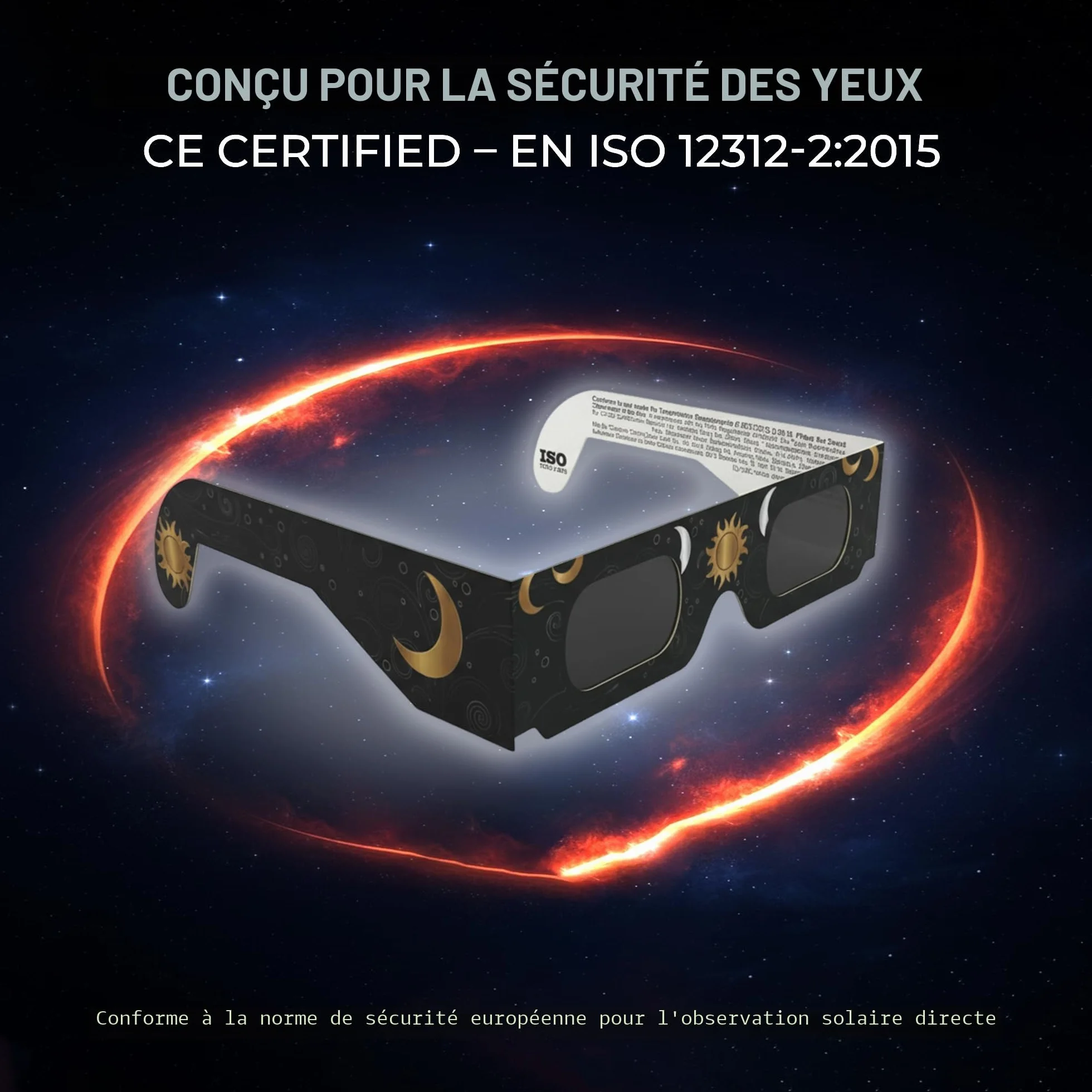 Lunettes pour éclipse solaire ISO 12312-2 CE Lot de 2 paires