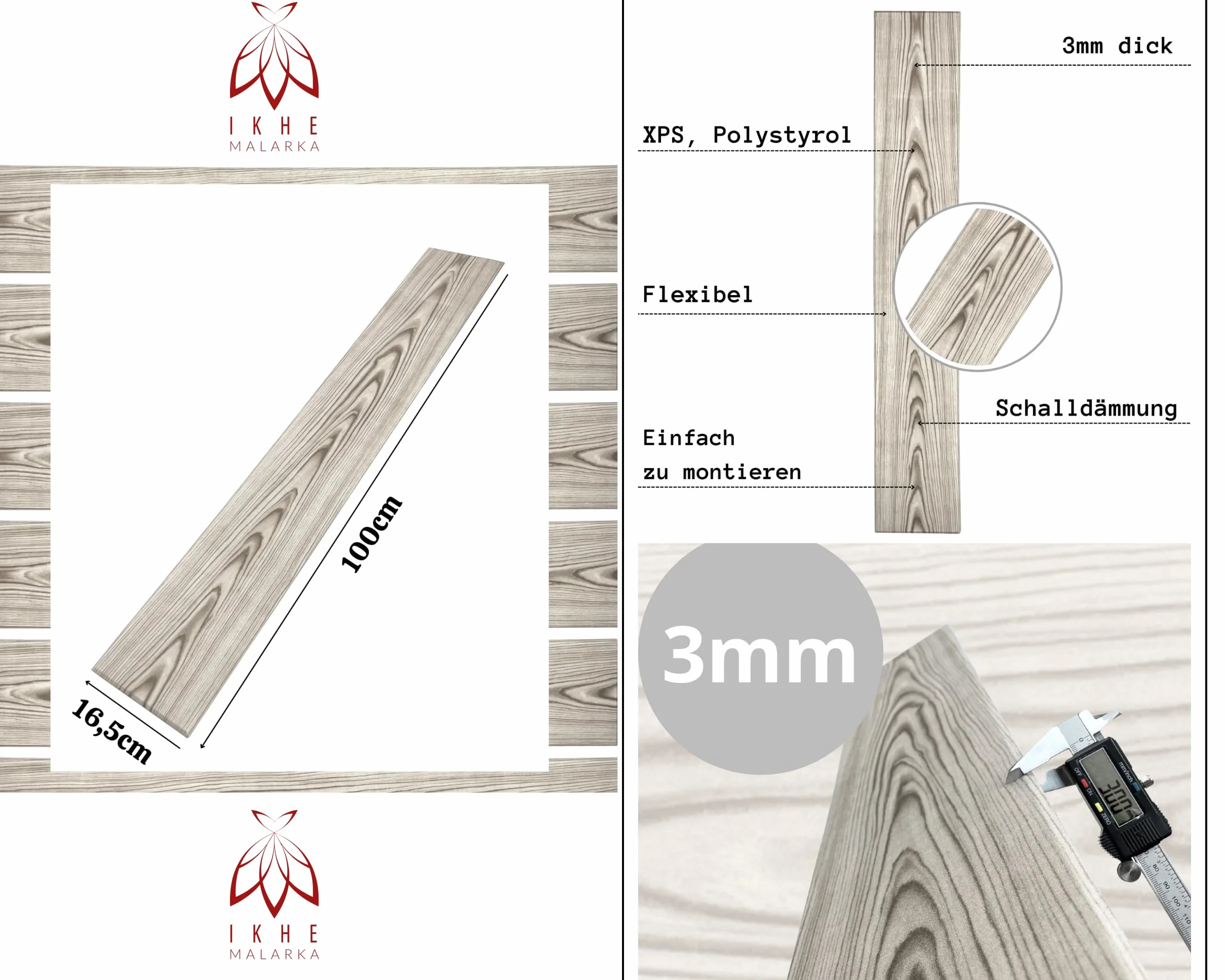 Panneaux de plafond 2 m² Aspect bois Polystyrène 100 x 16,7 cm Lot de 12 PP-111 Couleur cendrée