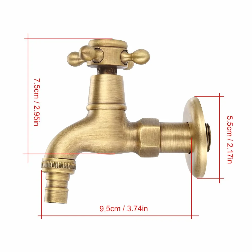 Robinet vintage en laiton massif G1/2 robinet d'eau froide mural robinetterie de piscine robinet de jardin