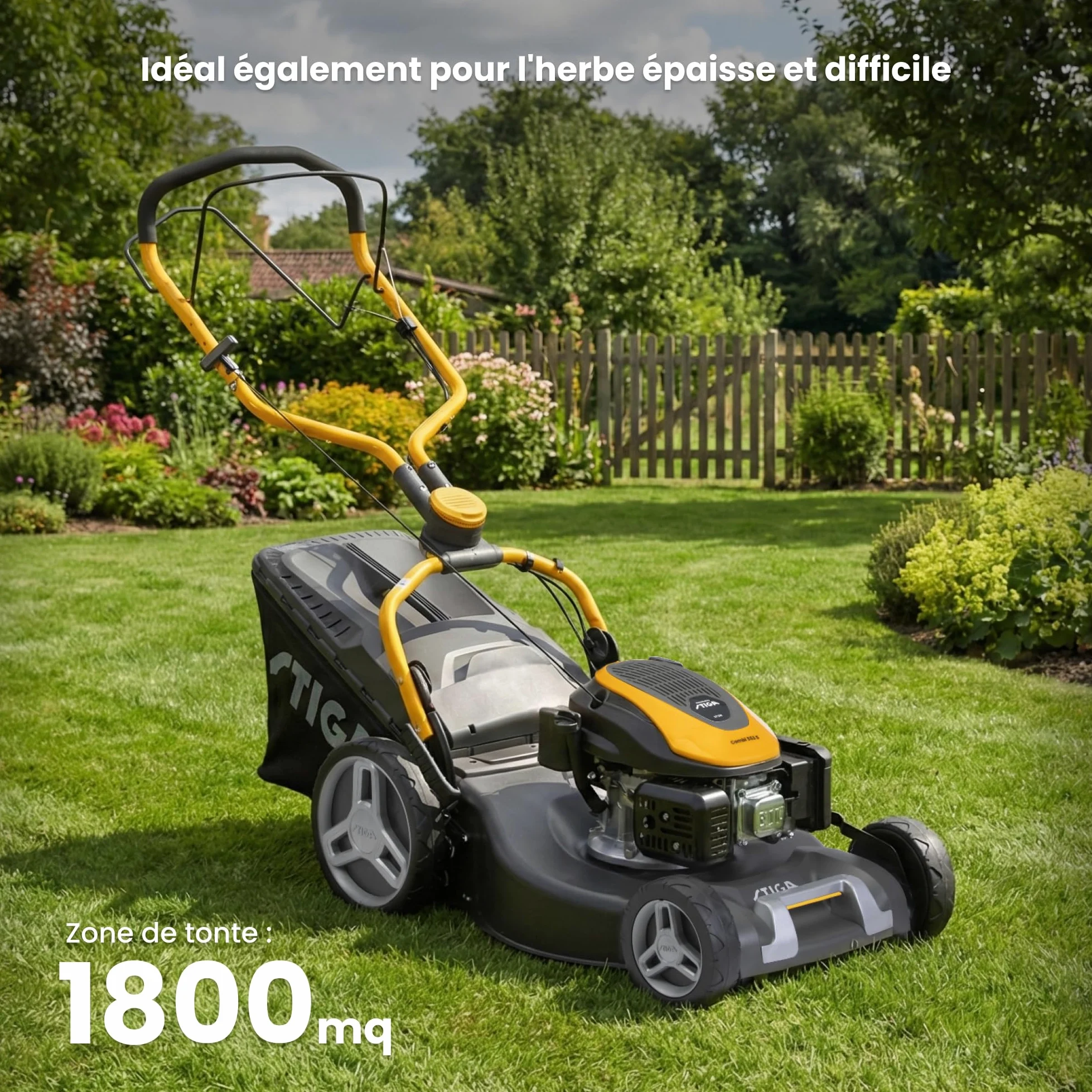 STIGA Combi 553 S Tondeuse à Gazon tractée - Moteur 166cc, Largeur de Coupe 51cm, bac de ramassage 60L, système de Coupe 3 en 1, Gris