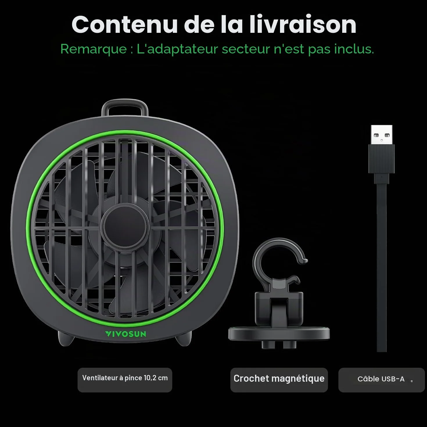 VIVOSUN AeroWave D4 Ventilateur de culture à pince 10 cm 3 vitesses angle réglable lot de 2