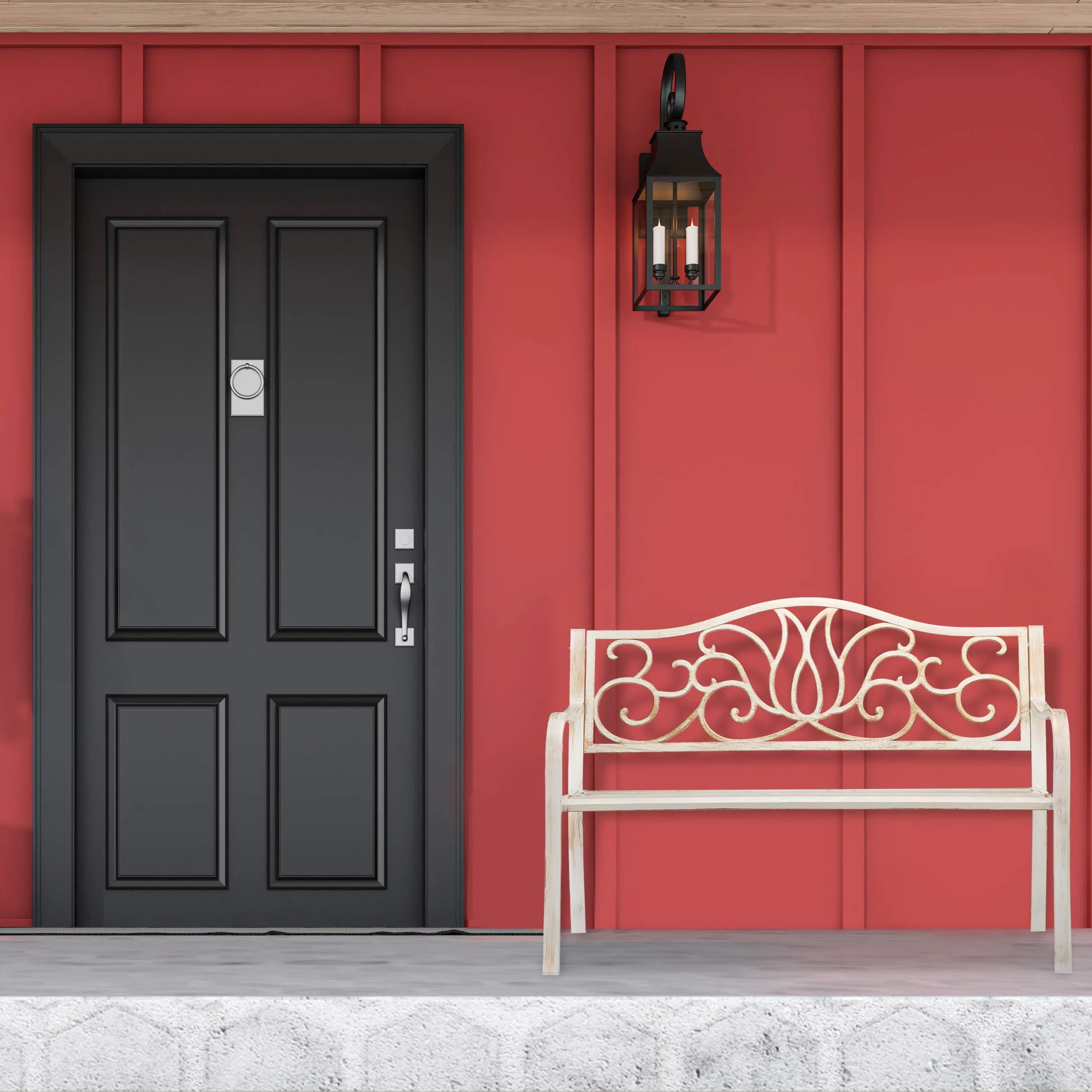 Relaxdays Banc Jardin Antique, 2 Personnes, Balcon, terrasse, métal, HLP : 90 x 127,5 x 63cm, Acier, Fonte, Blanc-Bronze