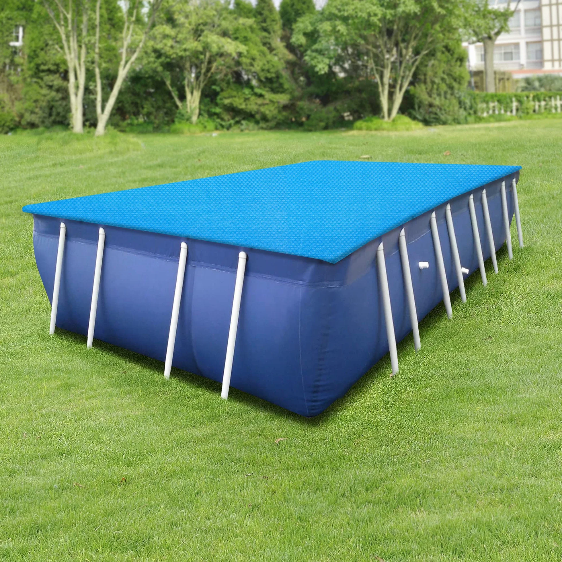 Bâche Solaire de Piscine Rectangulaire 549 x 274 cm 115 µm Protection Anti-UV Bleu