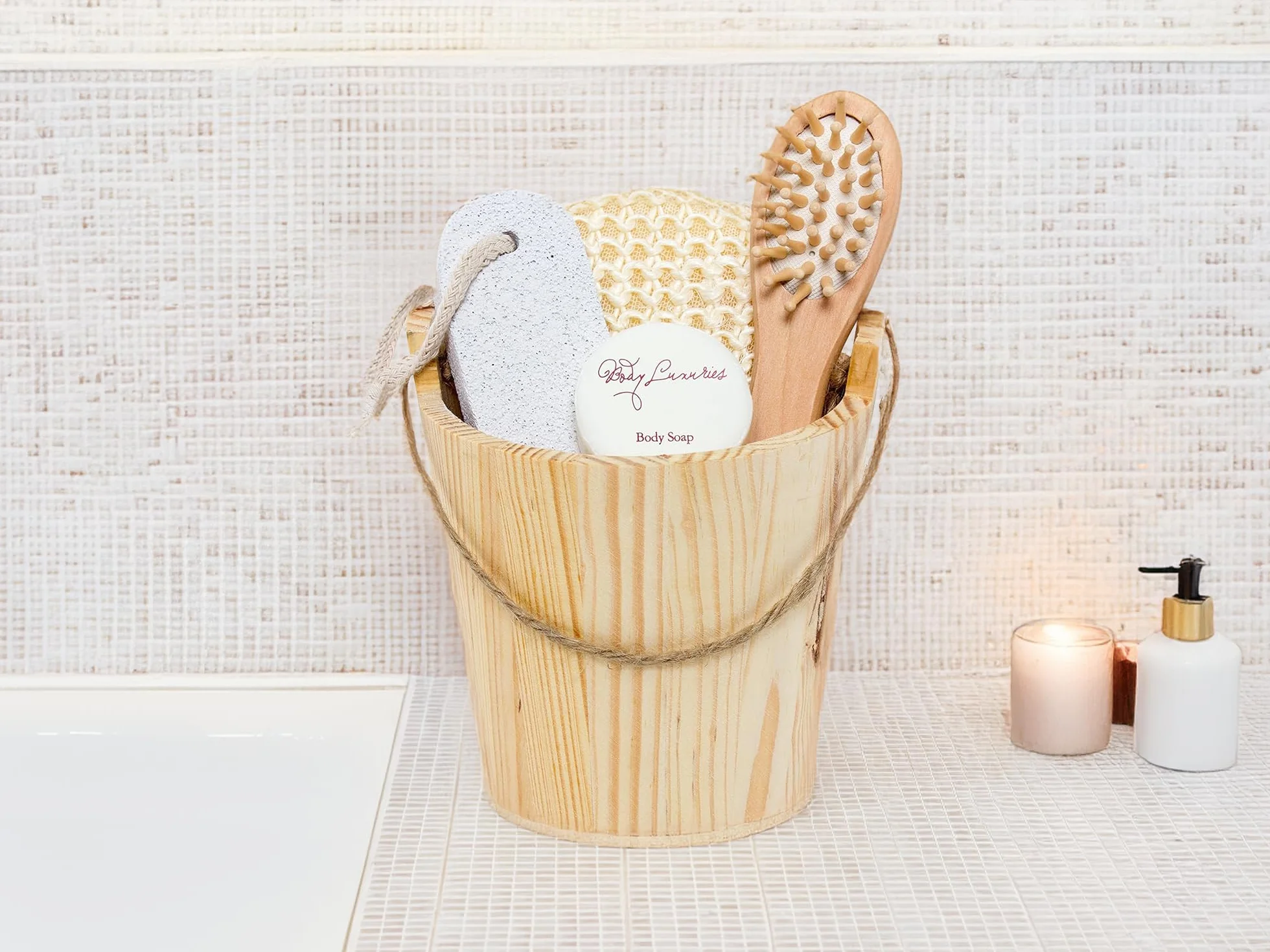 BRUBAKER Cosmetics Coffret de bain & bien-être 5 Pièces Baquet en Bois