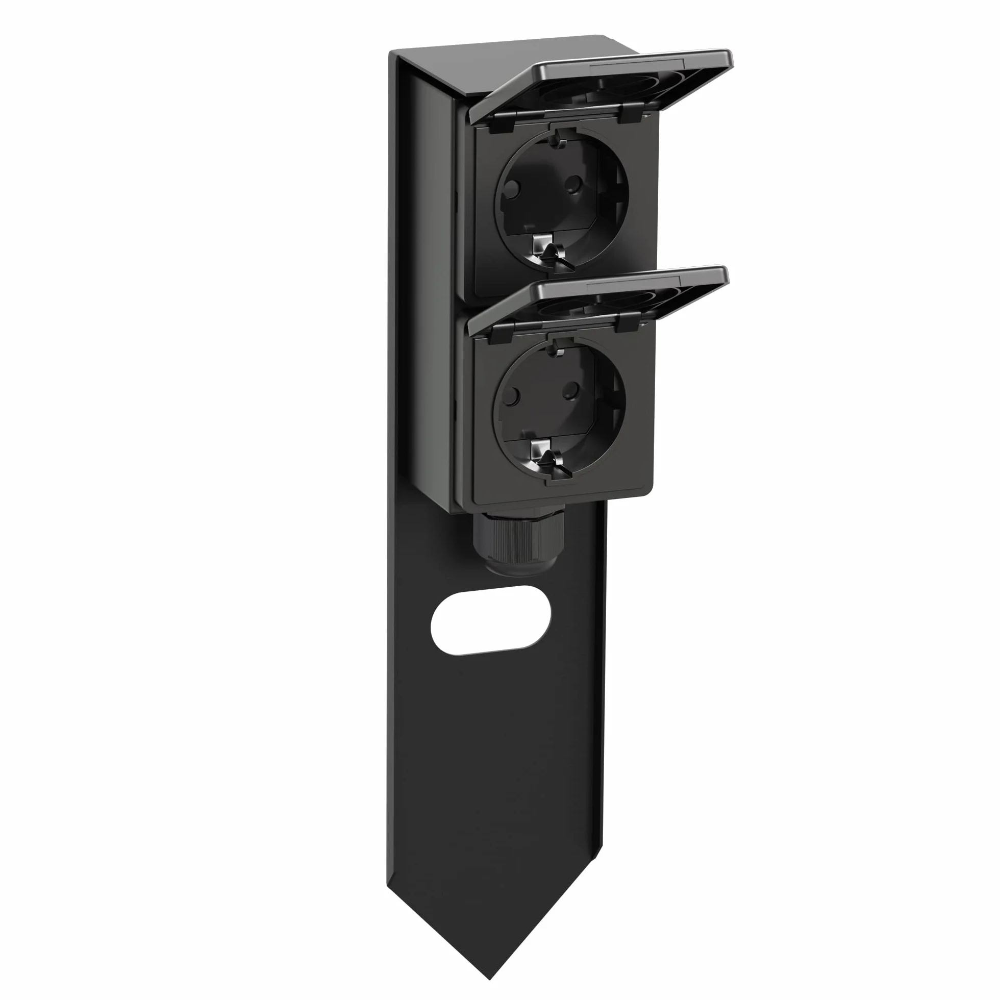 ledscom.de Colonne de Prises de Courant PIWI IP44 Acier Inoxydable Noir 30 cm