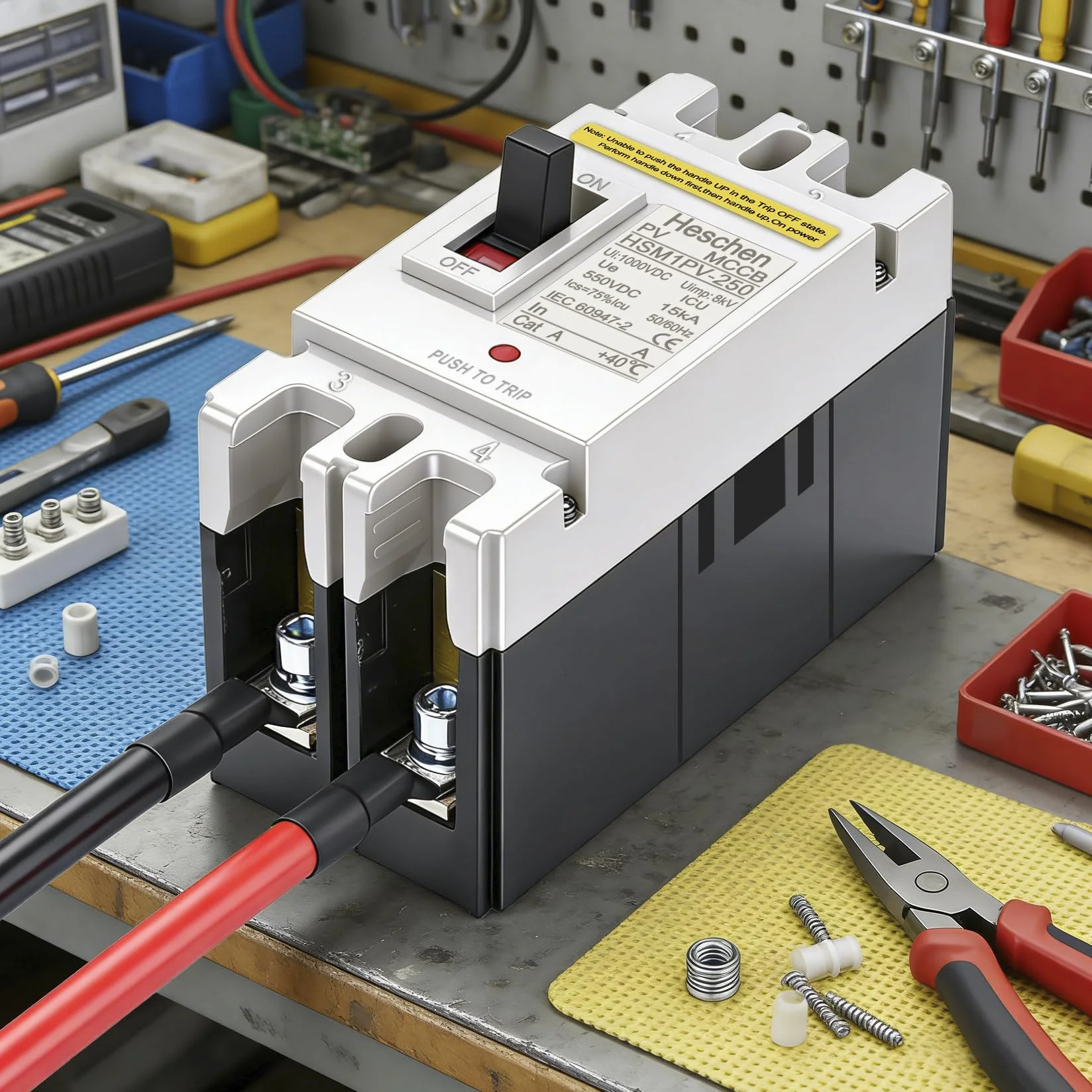 Heschen Disjoncteur DC MCCB 2 Pôles DC550V Photovoltaïque 200A HSM1PV-250