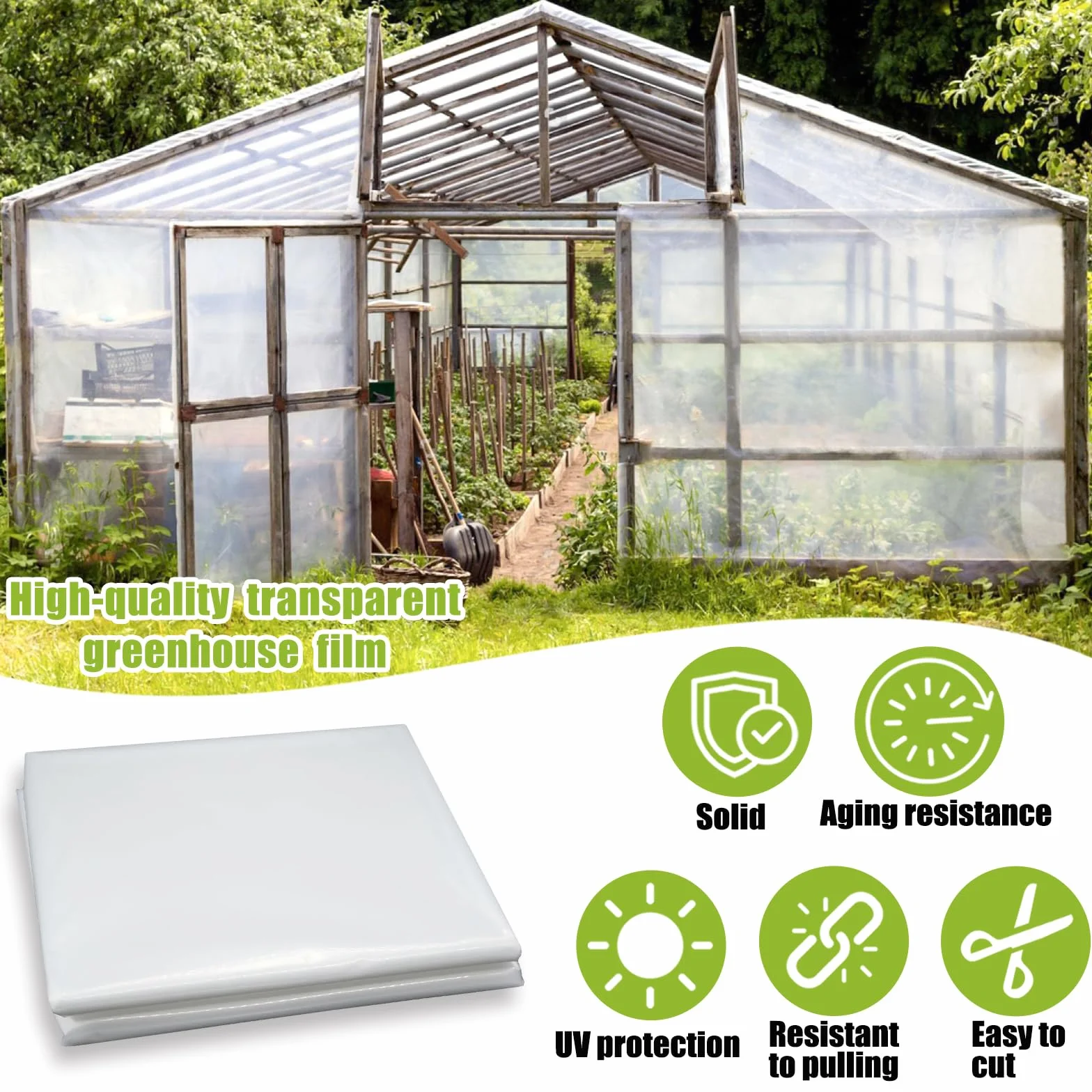 Bache pour Serre,Bache Plastique Transparente, Bache Serre Tunnel 3m x 3m, Film Polyéthylène de Extra-épais Clair Jardin Grandir Couverture De Polytunnel pour Légumes und Tomate