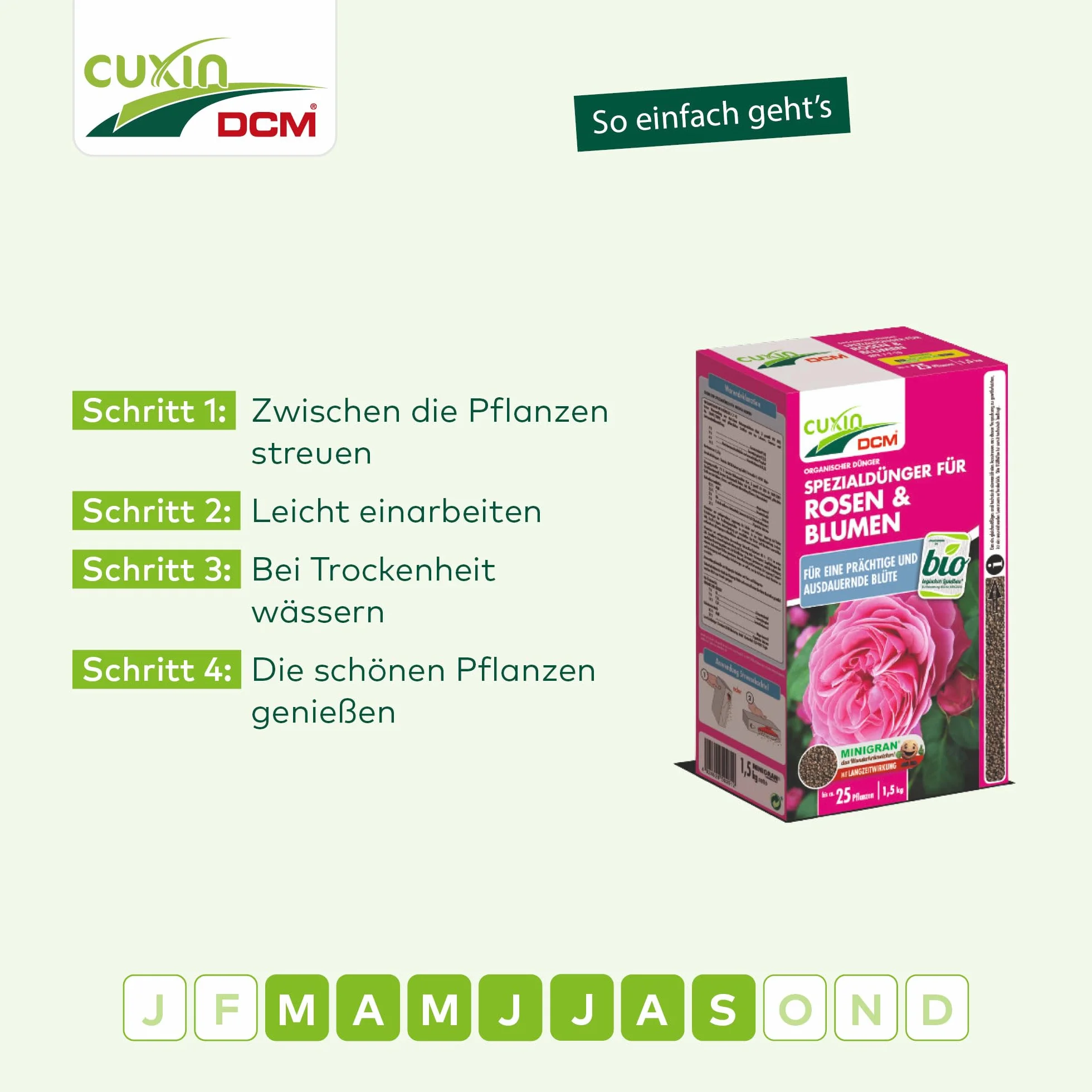 Cuxin Engrais bio Rose avec 3 mois Effet | également pour les fleurs et Clematis | Pure Nature Engrais organique |1,5kg | NPK 7–10