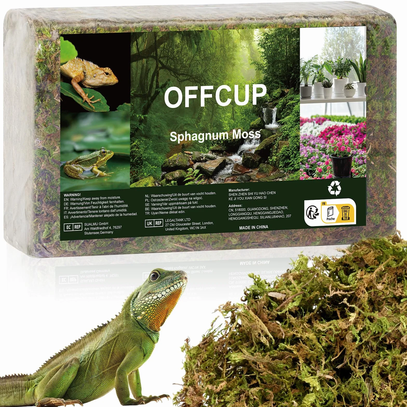 OFFCUP 500g Sphaigne pour Plante, Sphaigne Fraîche Compressée pour Orchidées Mélange Pot, Mousse Naturelle pour Reptiles, Tuteur en Sphaignes Substrat de Culture Naturel (500g)