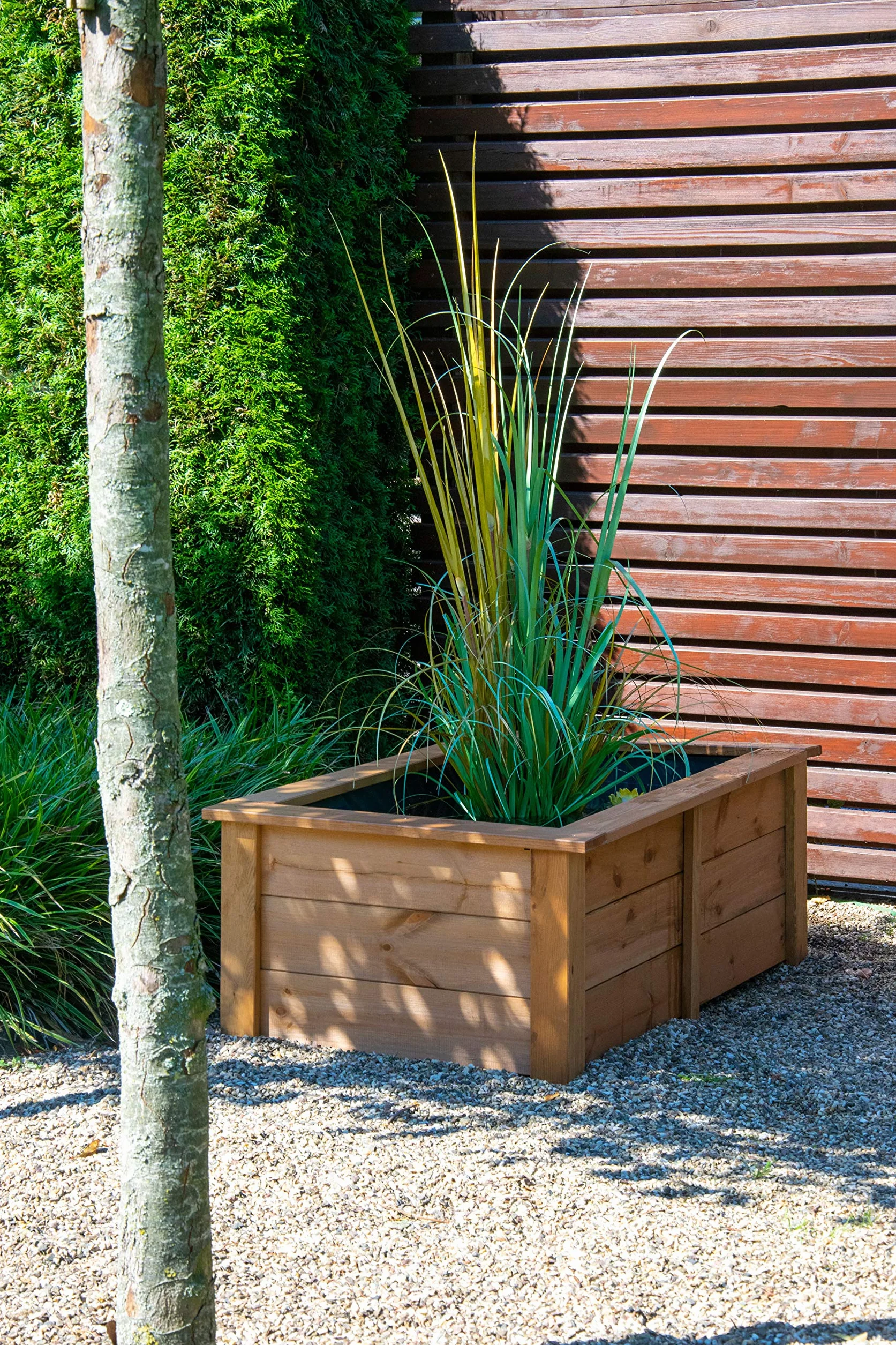 Dobar Étang de Jardin en Bois Robuste 120 x 72 x 42 cm avec Bâche de Protection