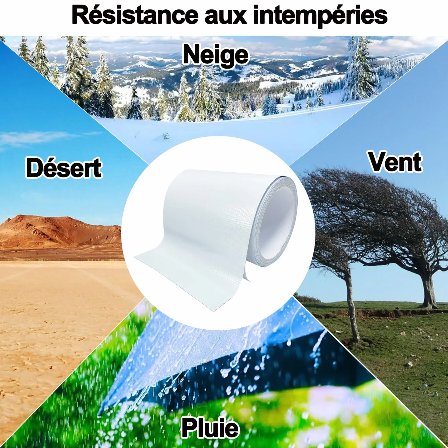 Ruban de réparation imperméable résistant aux UV 12 cm Blanc pour auvents bâches tentes