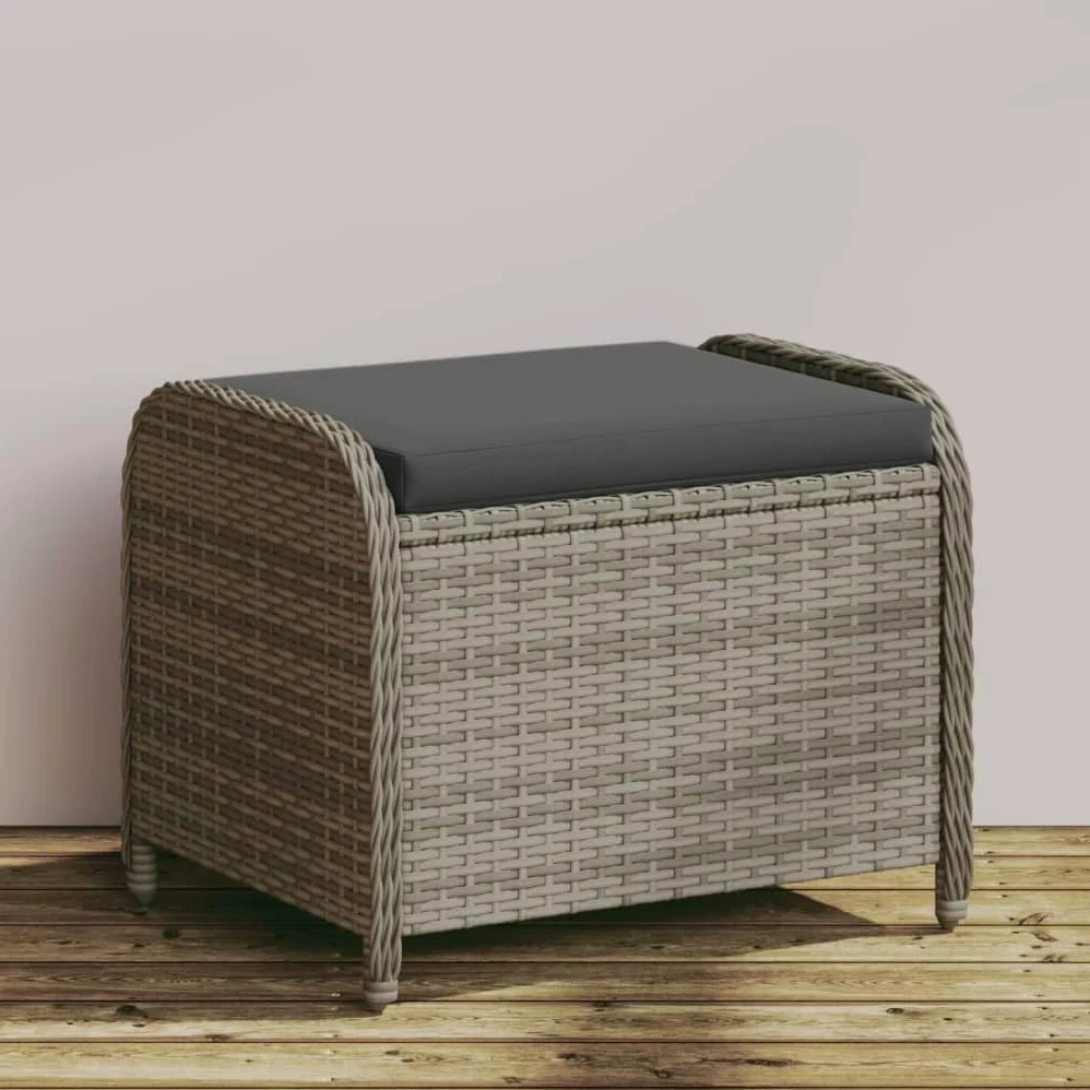 Générique Tabouret de Jardin avec Coussin Gris 58x46x46 cm résine tressée,Meubles,Mobilier de Jardin,Poufs d'extérieur,Gris,6 KG,365734