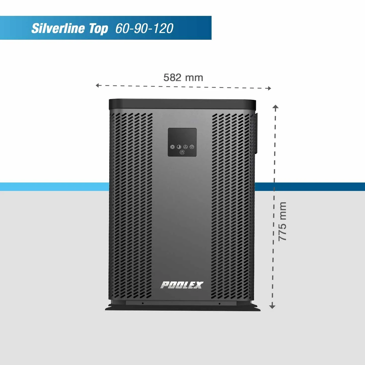 POOLEX PC-TOP090 Silverline Top Pompe à chaleur verticale monophasée piscine 40-50 m3 Full Inverter Chauffe Refroidit