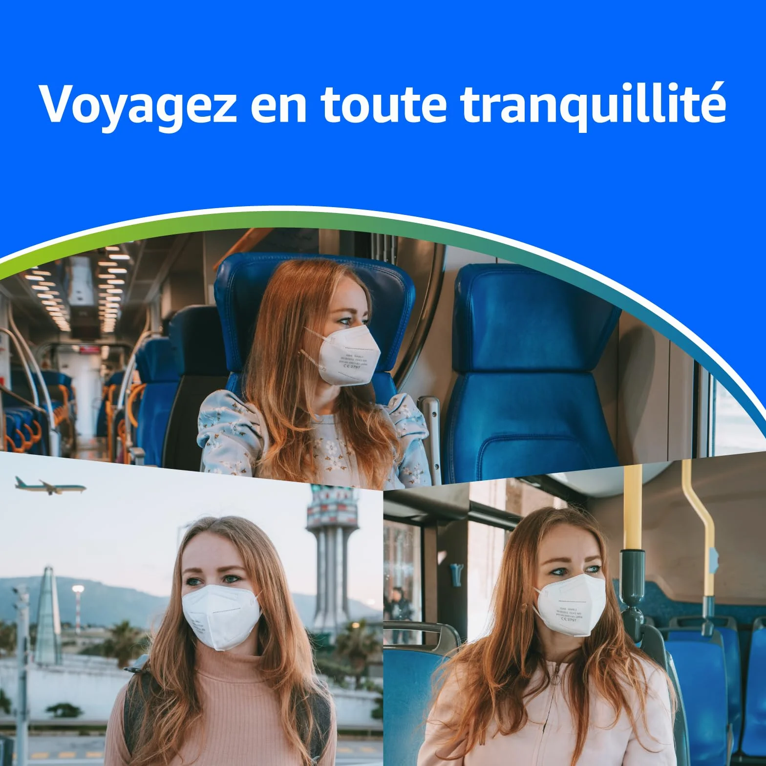 ADESTE 50 Masques FFP2 Blancs Certifiés CE EFB 99,5% Emballage Individuel