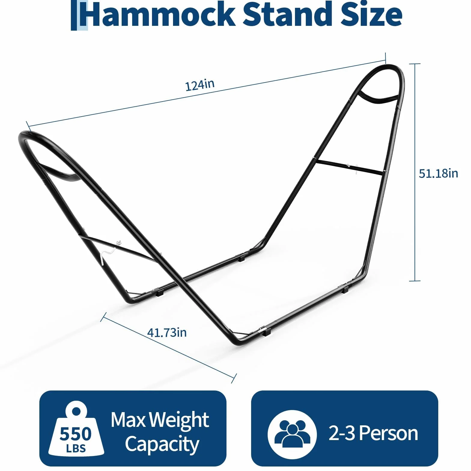 Support Universel pour hamac Double 250 kg 2,7-4,2 m Noir